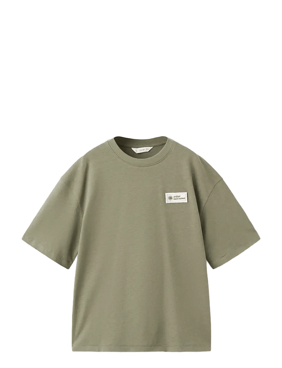 Mango - Oversized cotton-linen T-shirt - kortærmede skjorter - dark green - 1