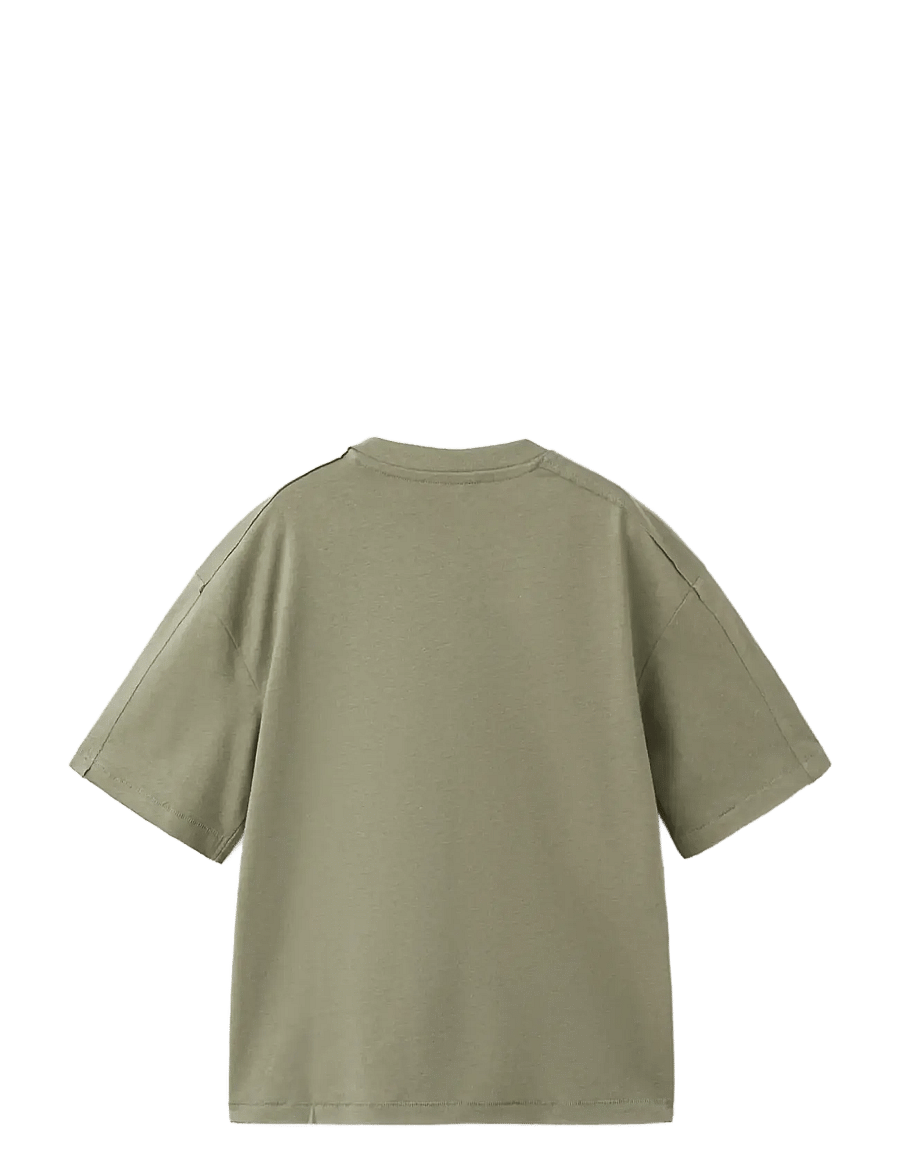 Mango - Oversized cotton-linen T-shirt - kortærmede skjorter - dark green - 2