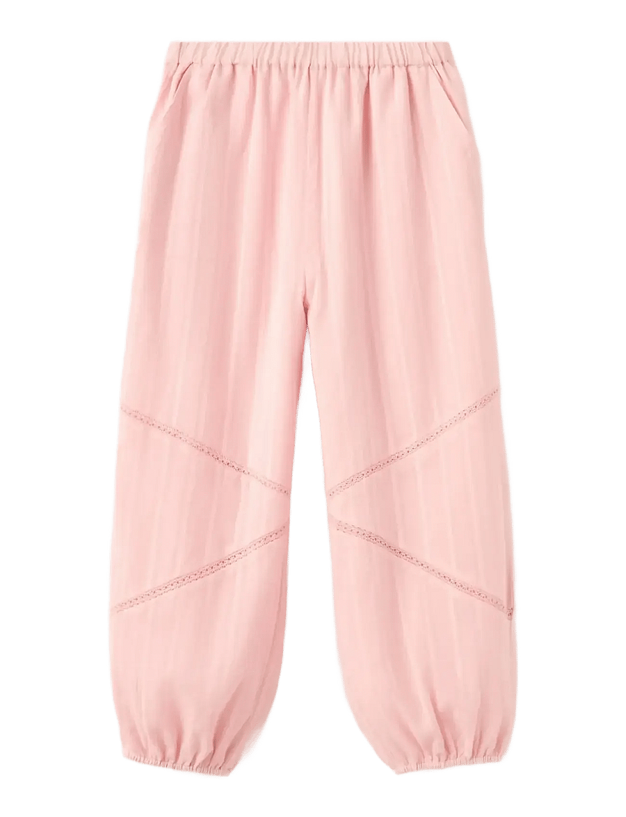 Mango - Baggy trousers with openwork details - byxor - pink - 0