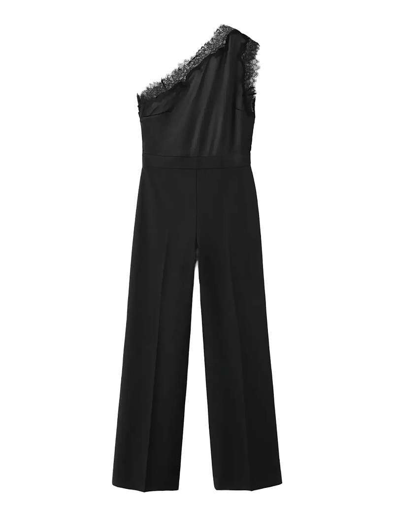 Mango - Jumpsuit with combined lace and knit - jumpsuits - black - 1