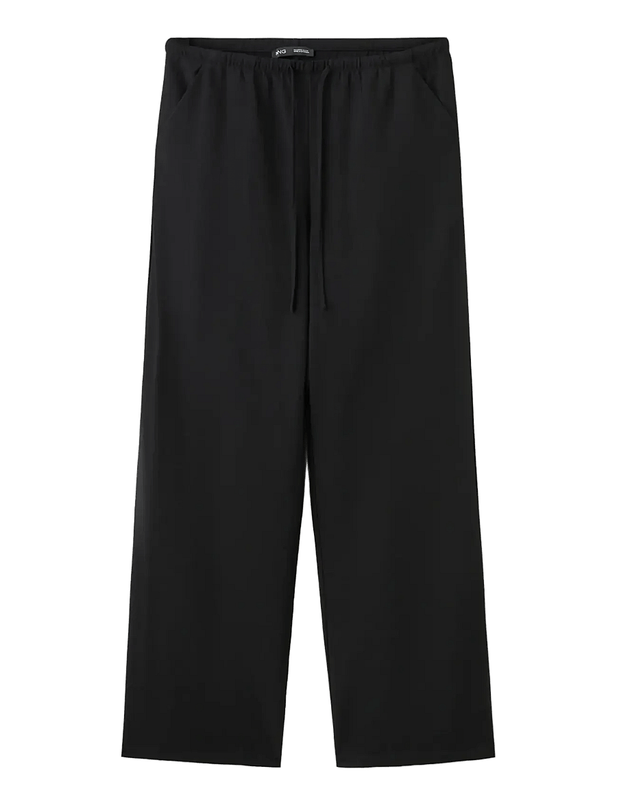 Mango - Bow straight trousers - raka byxor - black - 1