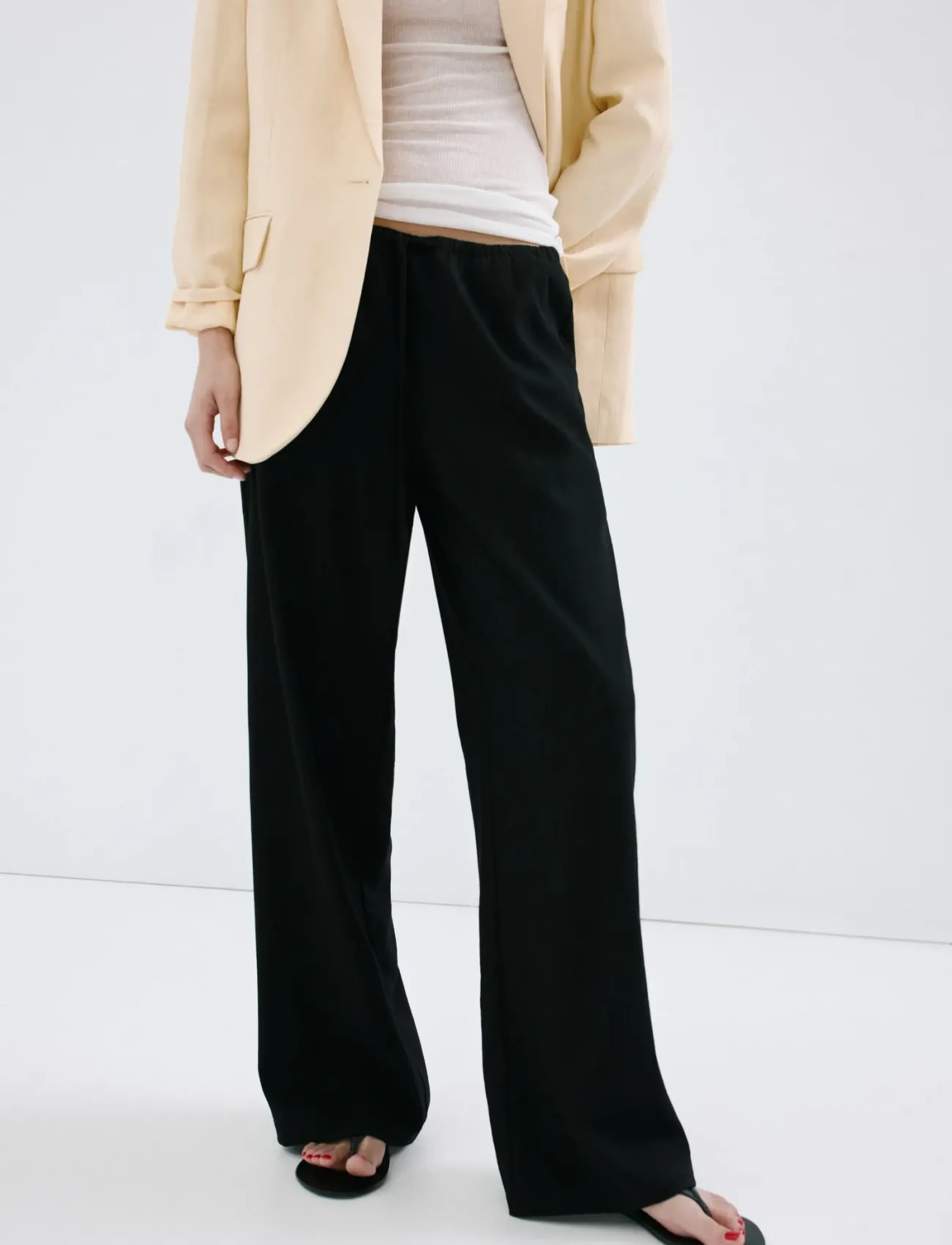 Mango Bow straight trousers - Kläder - BLACK / black
