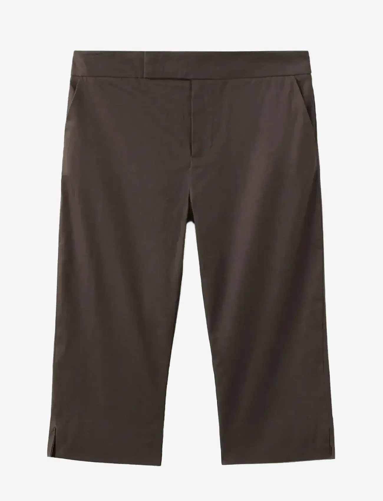 Mango - Linen capri trousers - capri bukser - dark brown - 1