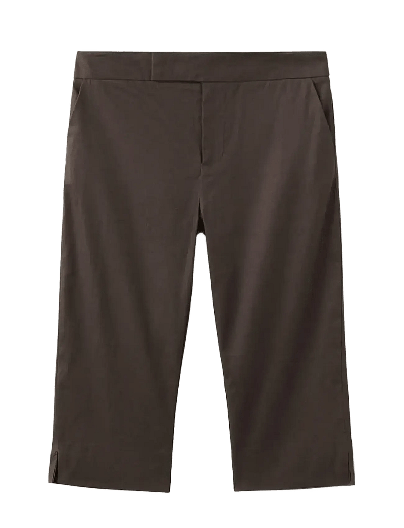 Mango - Linen capri trousers - capri bukser - dark brown - 1