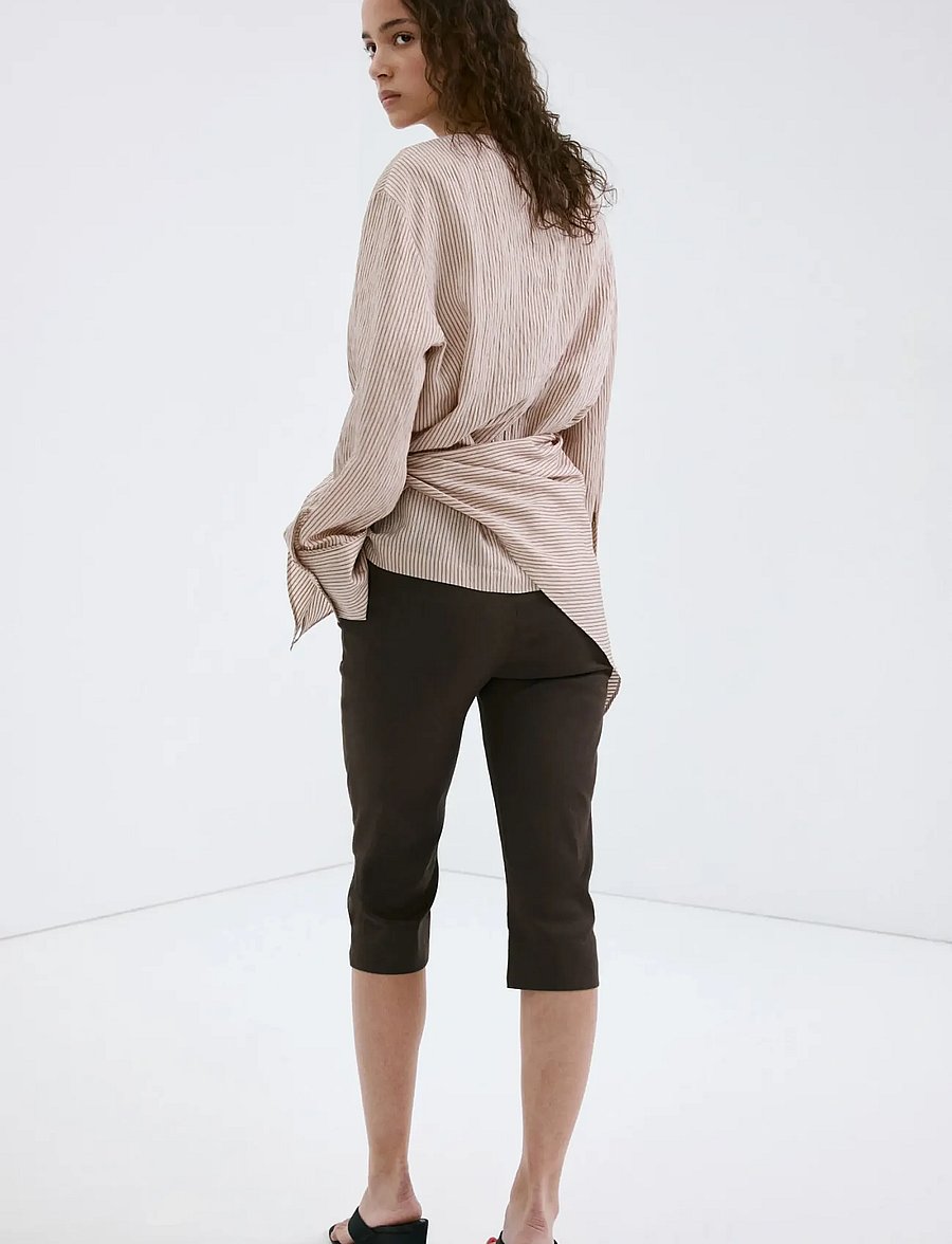 Mango - Linen capri trousers - capri byxor - dark brown - 2