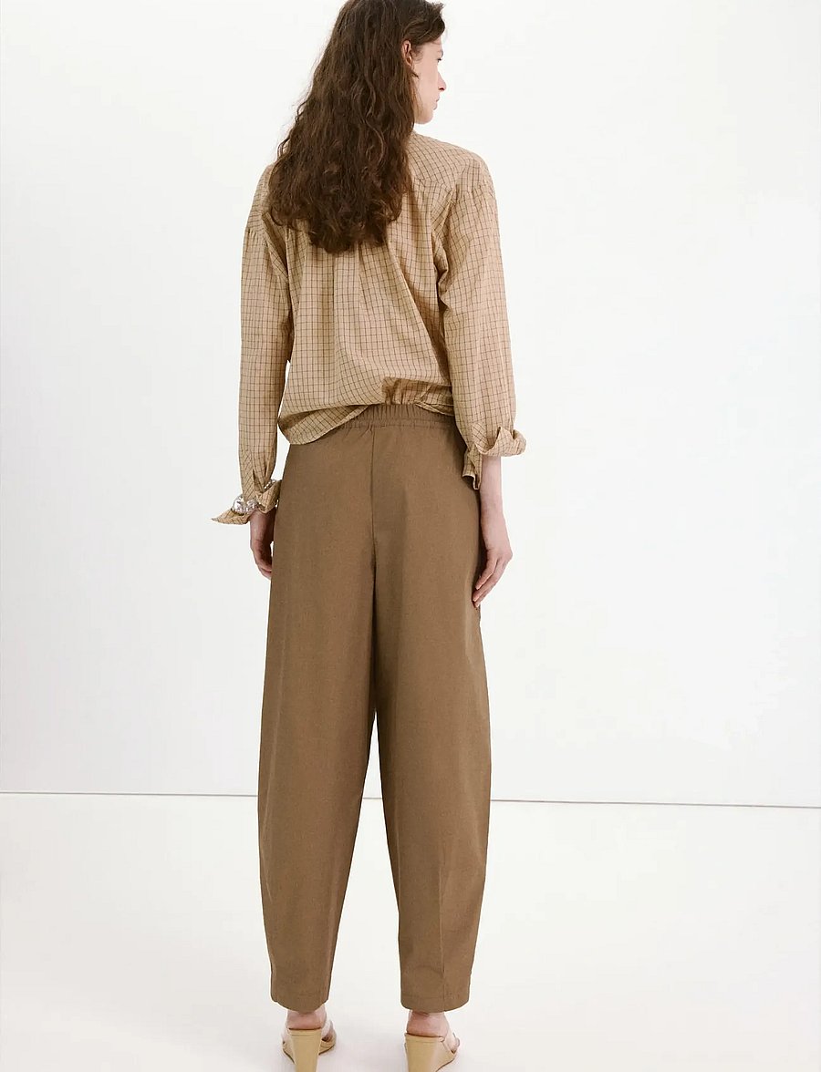 Mango - 100% cotton trousers with embroidered stripe - raka byxor - beige - khaki - 2