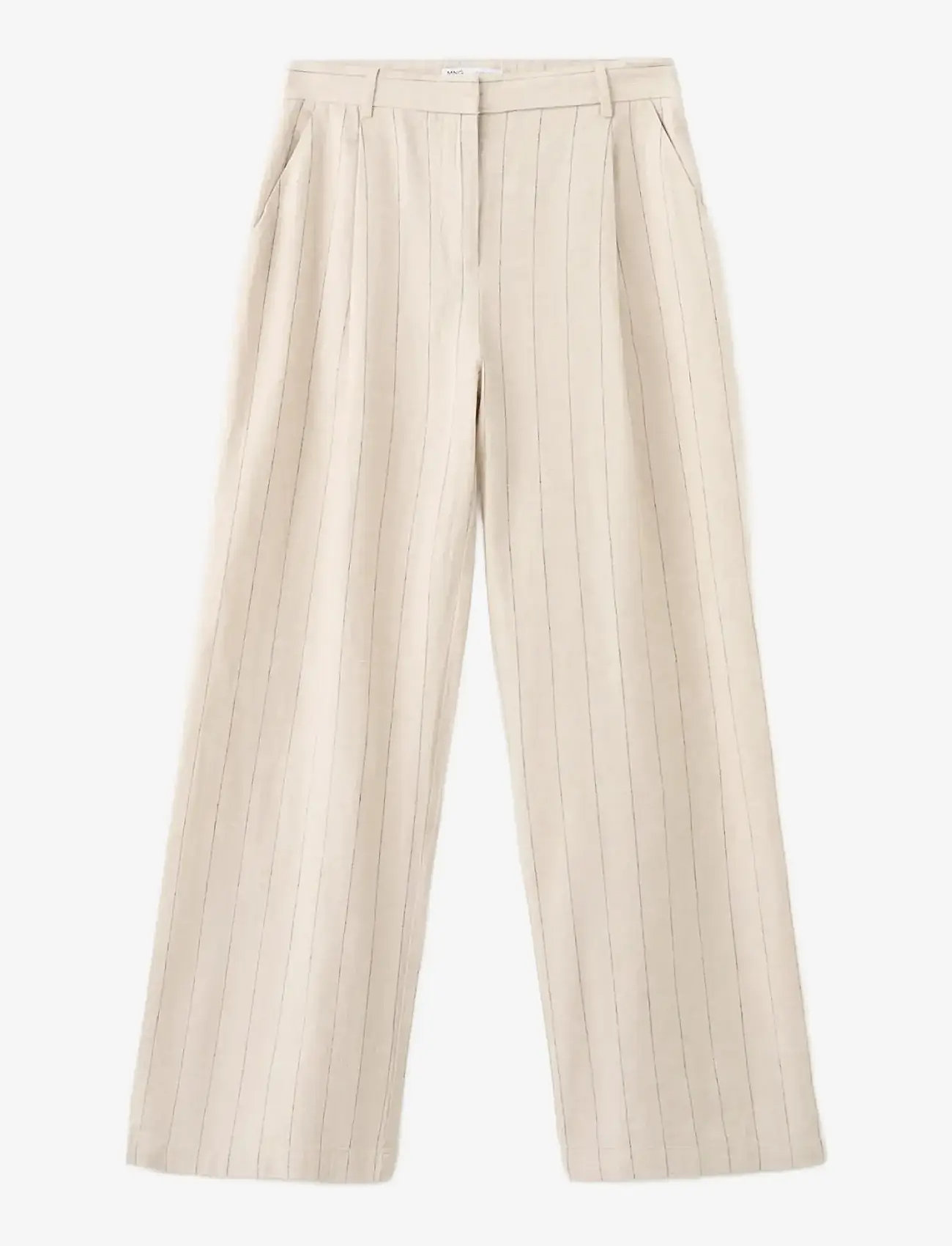 Mango - Pinstripe linen trousers - linnebyxor - brown - 1