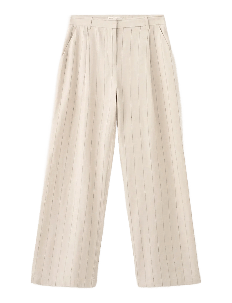 Mango - Pinstripe linen trousers - linnebyxor - brown - 1