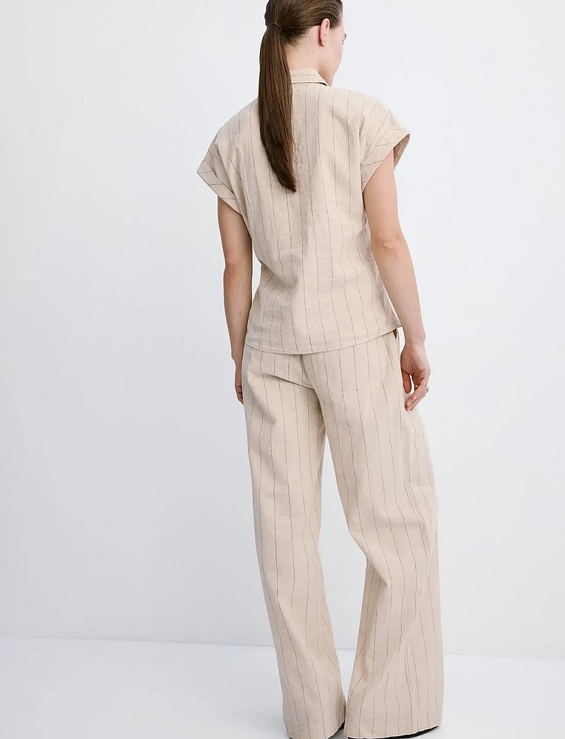 Mango - Pinstripe linen trousers - linnebyxor - brown - 2