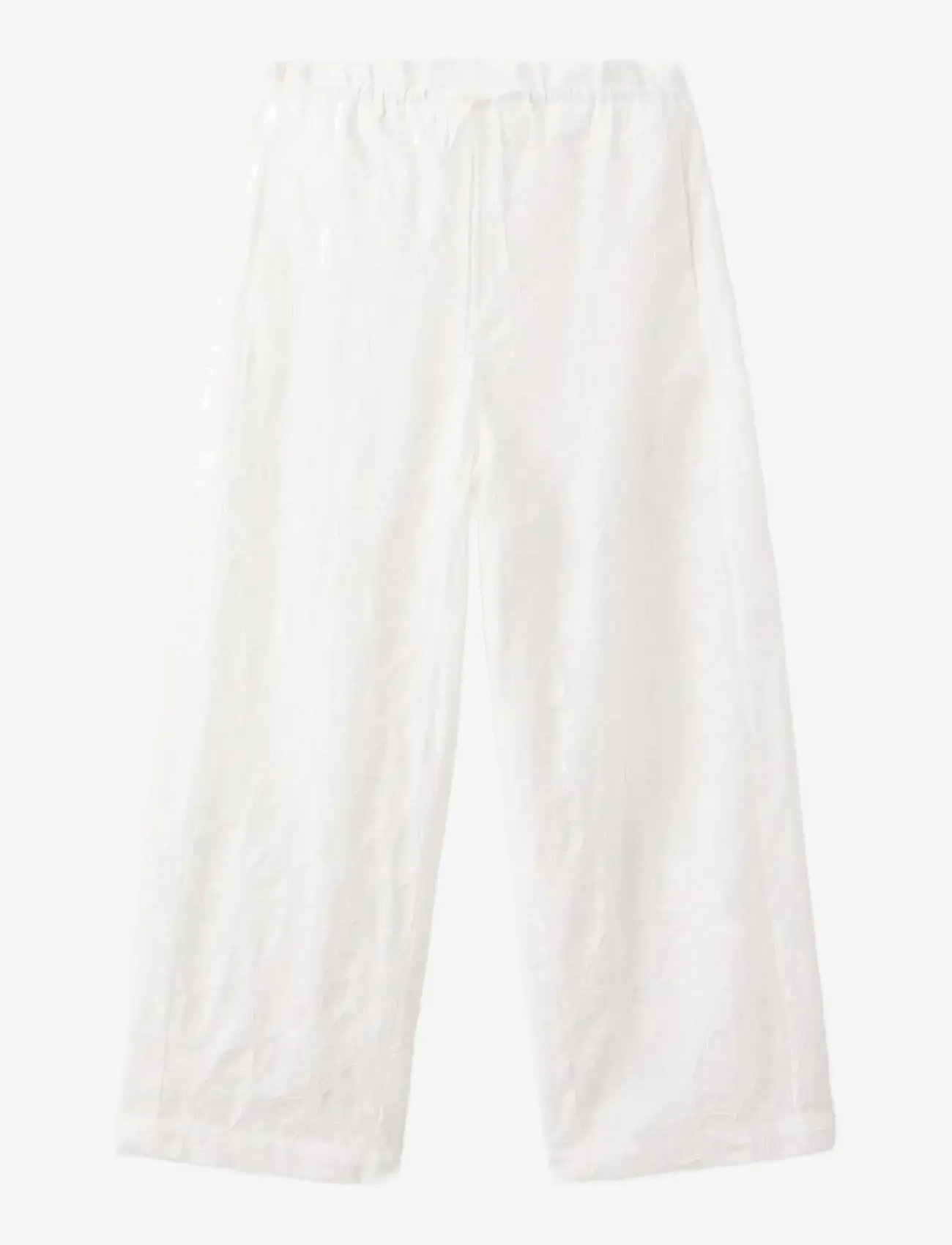 Mango - Embroidered floral cotton trousers - bukser med lige ben - white - 1