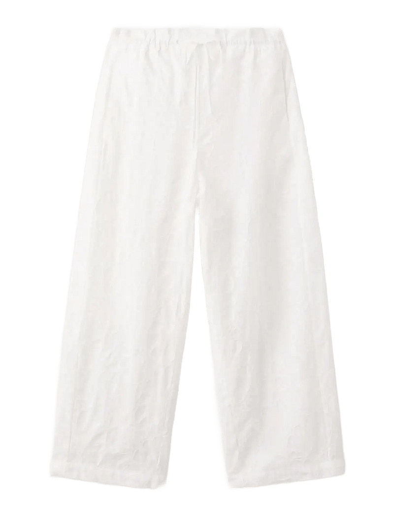 Mango - Embroidered floral cotton trousers - bukser med lige ben - white - 1