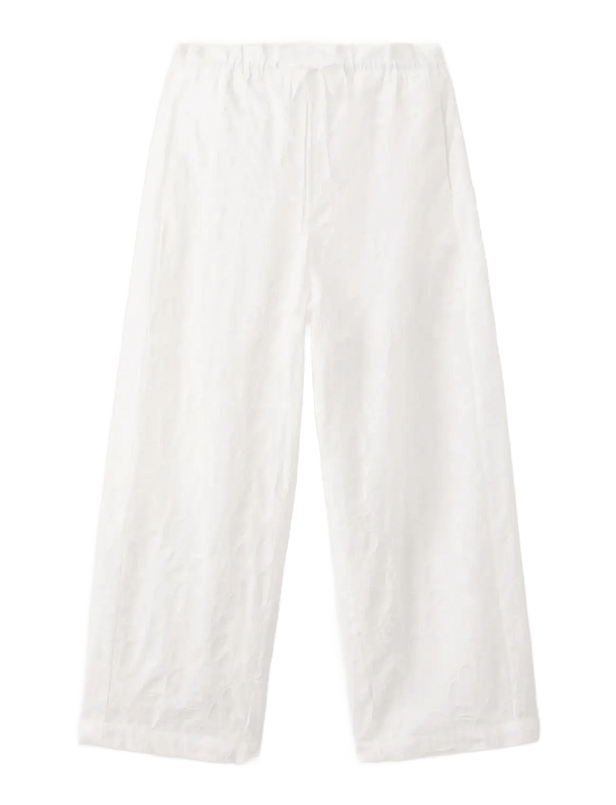 Mango - Embroidered floral cotton trousers - bukser med lige ben - white - 1
