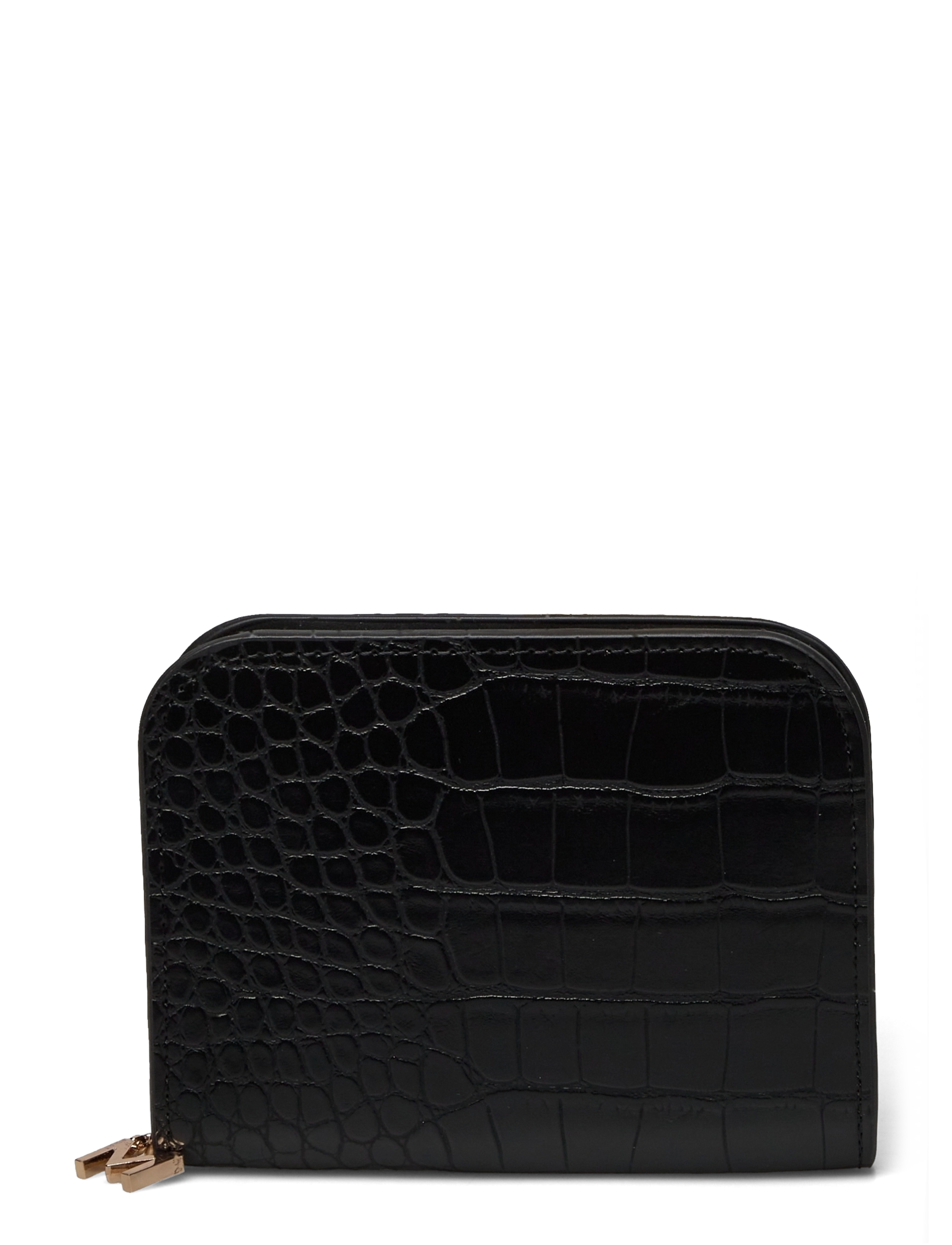 Croc-effect wallet - BLACK