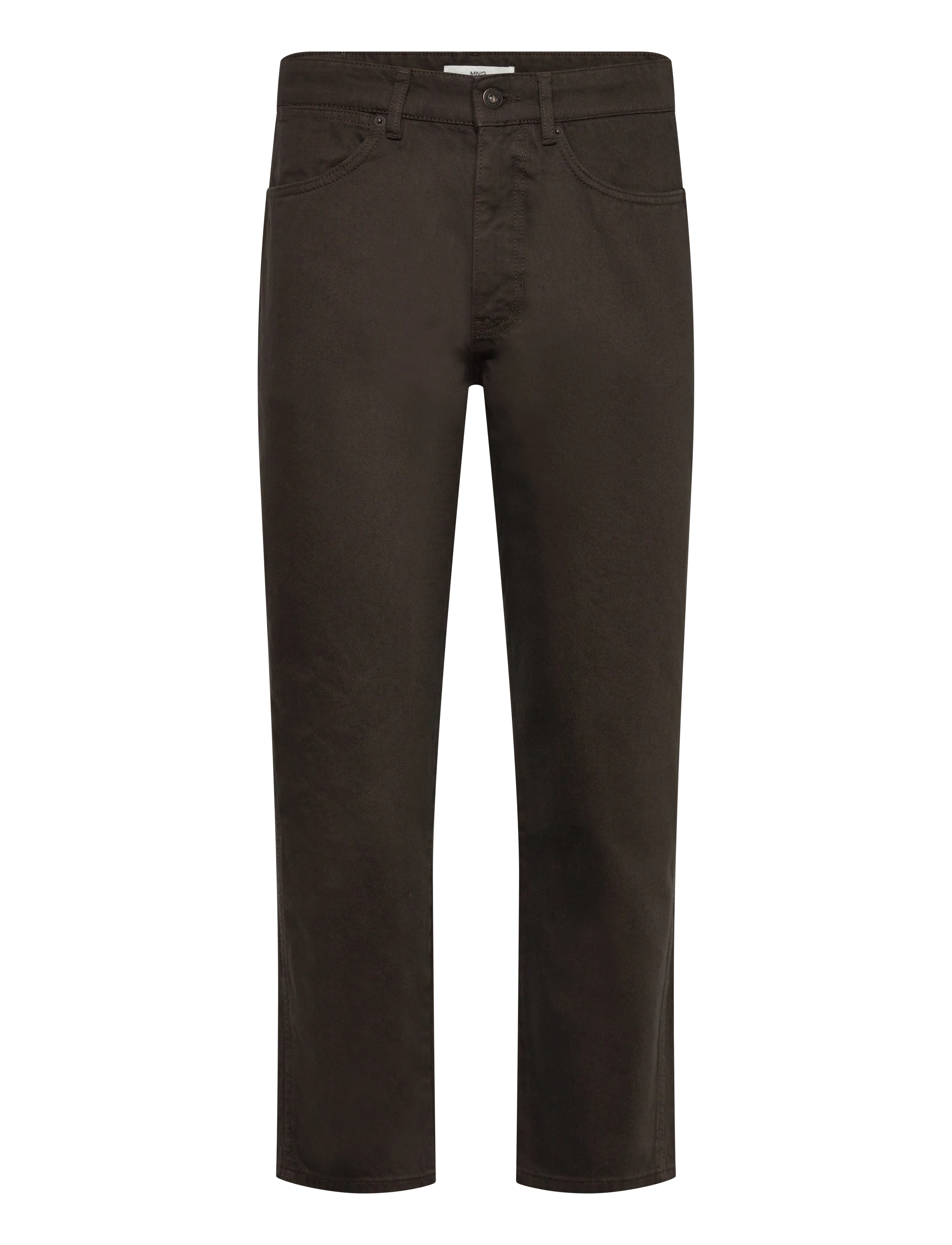 Regular fit cotton jeans - DARK BROWN
