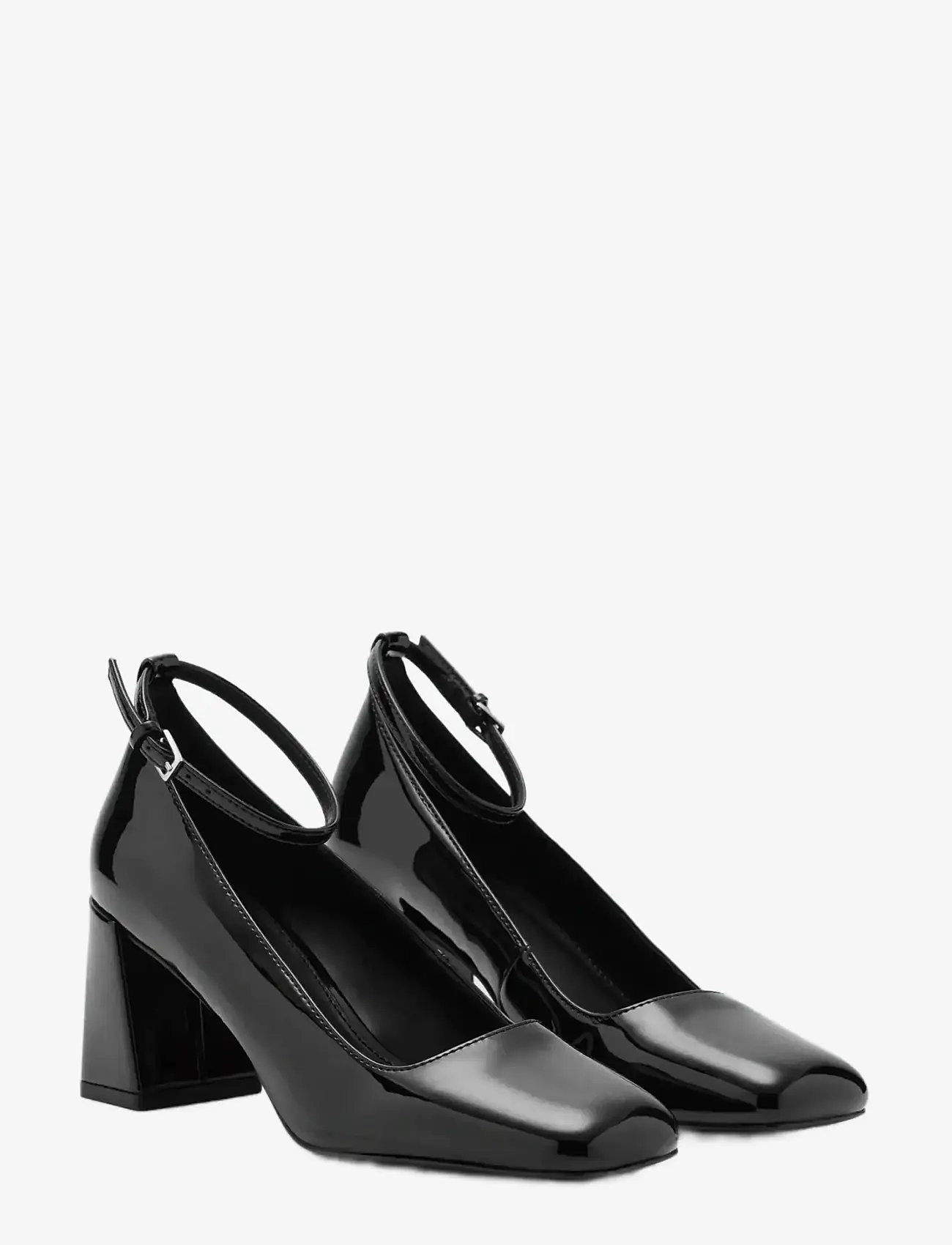 Mango - Patent leather high-heeled shoes with ankle straps - pumps - black - 1