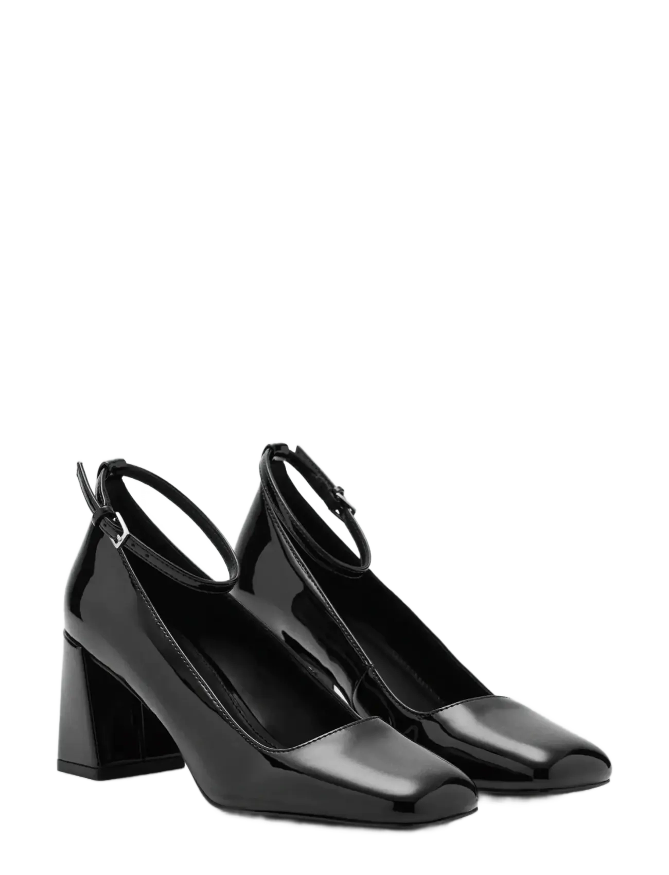 Mango - Patent leather high-heeled shoes with ankle straps - pumps - black - 1