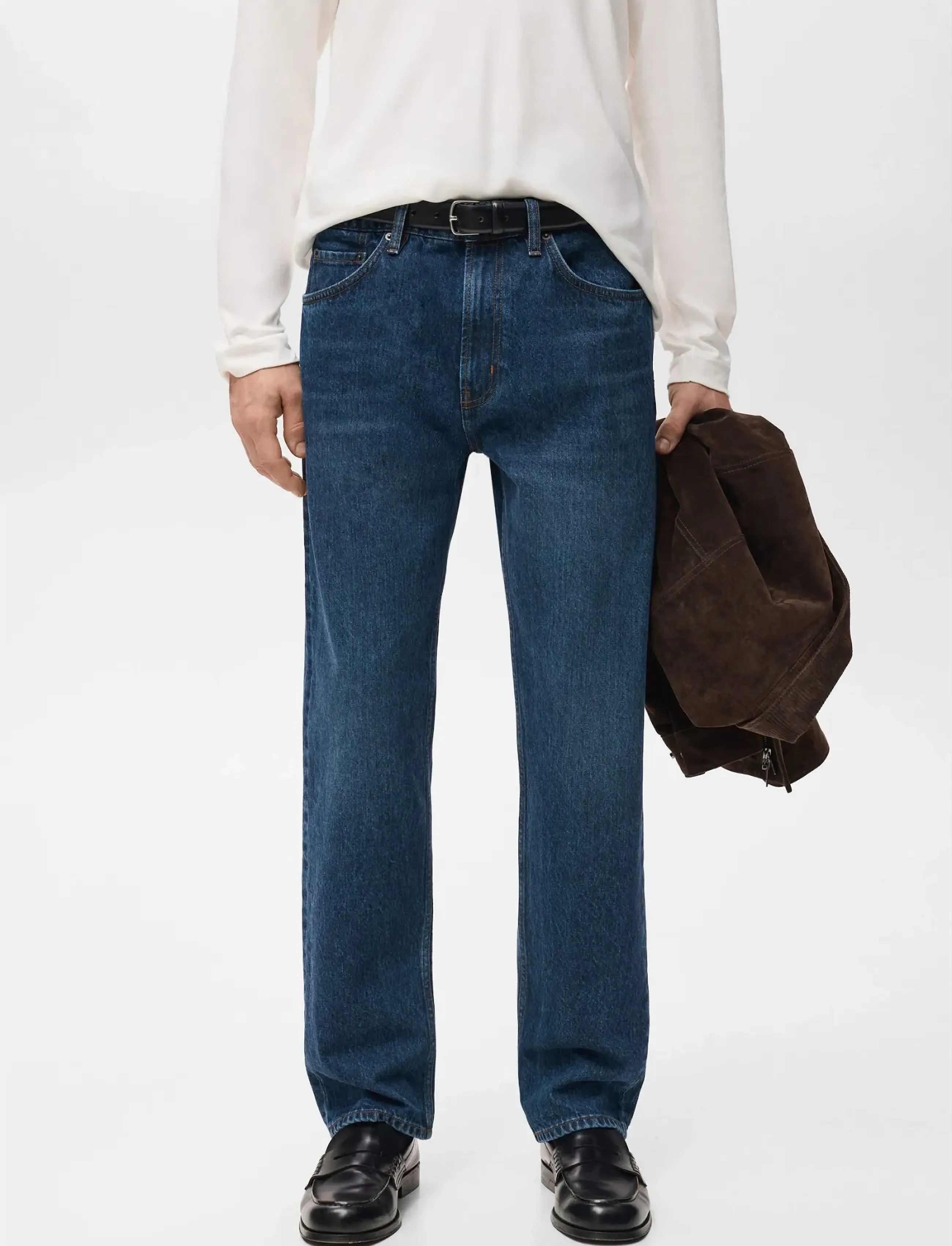 Mango Moby Straight-Fit Dark-Wash Jeans, 42, Blue, Jeans > Almindelige, Herre