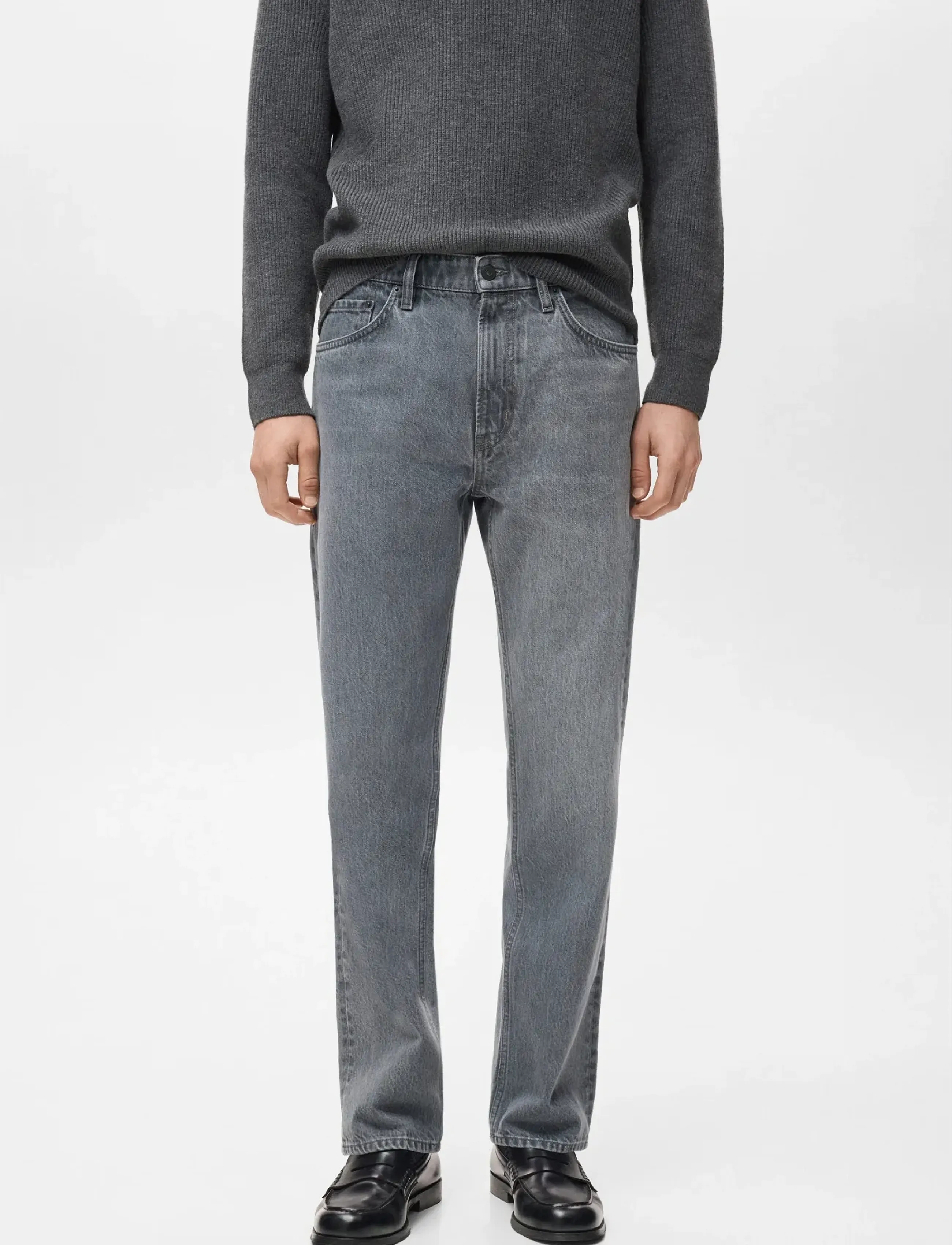 Mango Moby Straight-Fit Jeans, 44, Grey, Jeans > Almindelige, Herre
