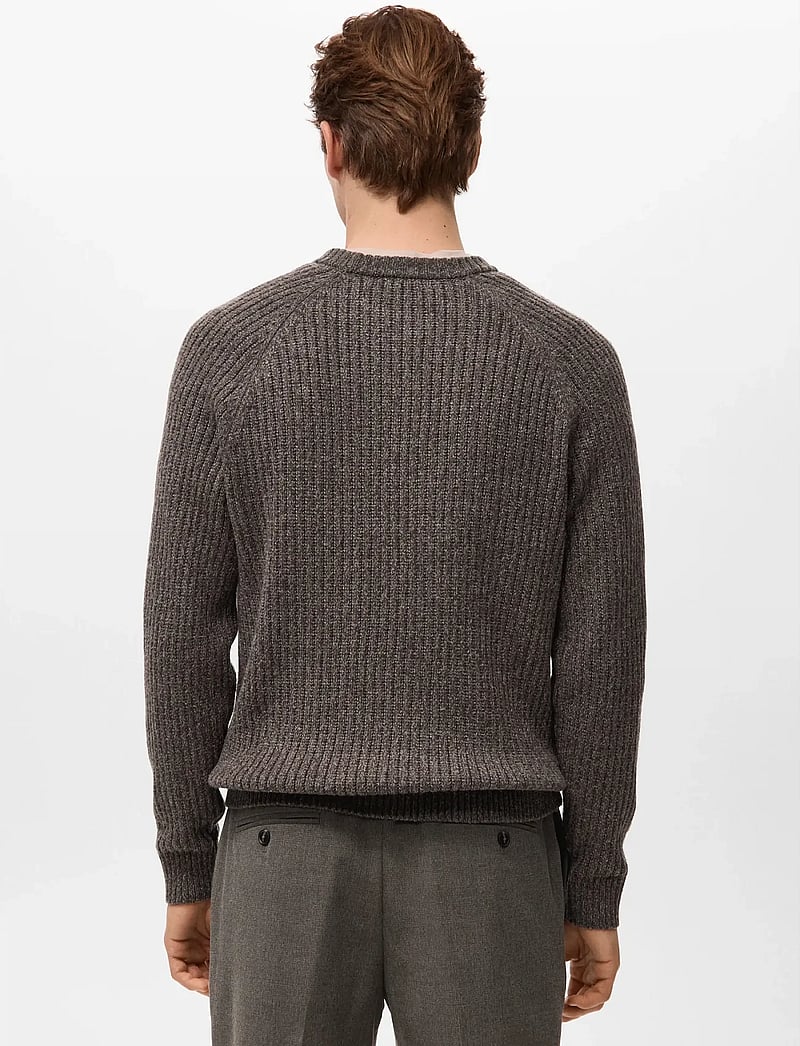 Mango - Wool-blend rib-knit sweater - rund hals - dark brown - 3