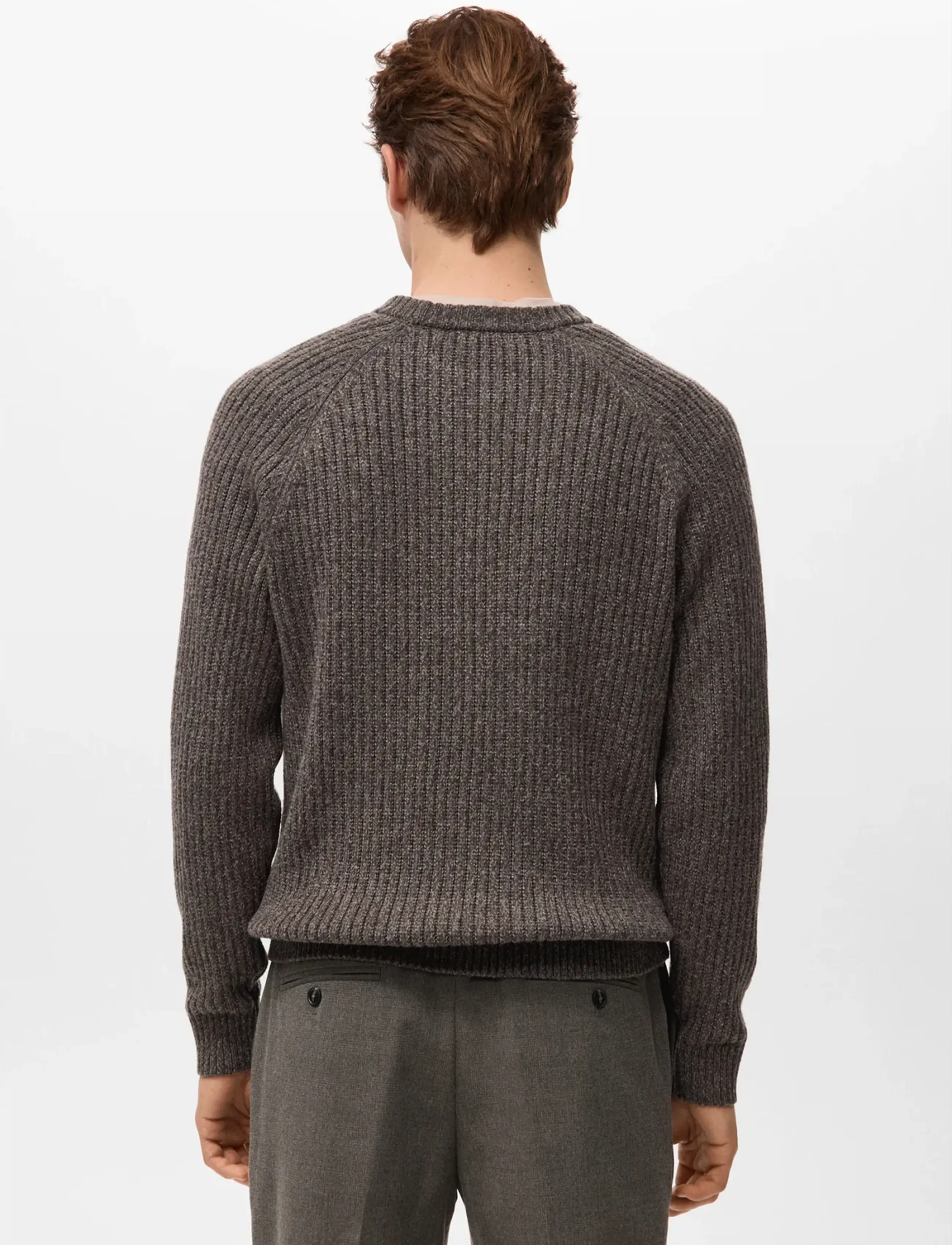 Mango - Wool-blend rib-knit sweater - stickat - dark brown - 3