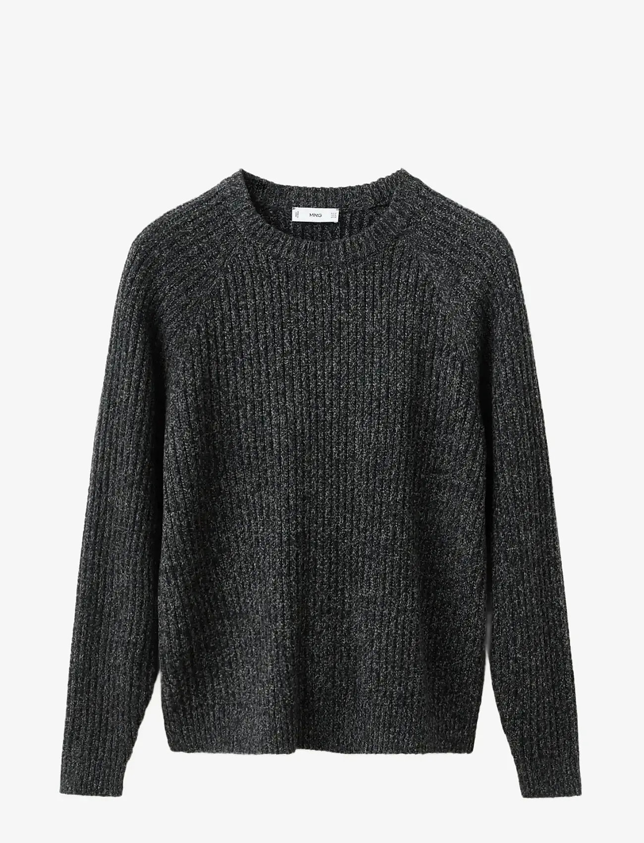 Mango - Wool-blend rib-knit sweater - efterårstøj - dark grey - 1