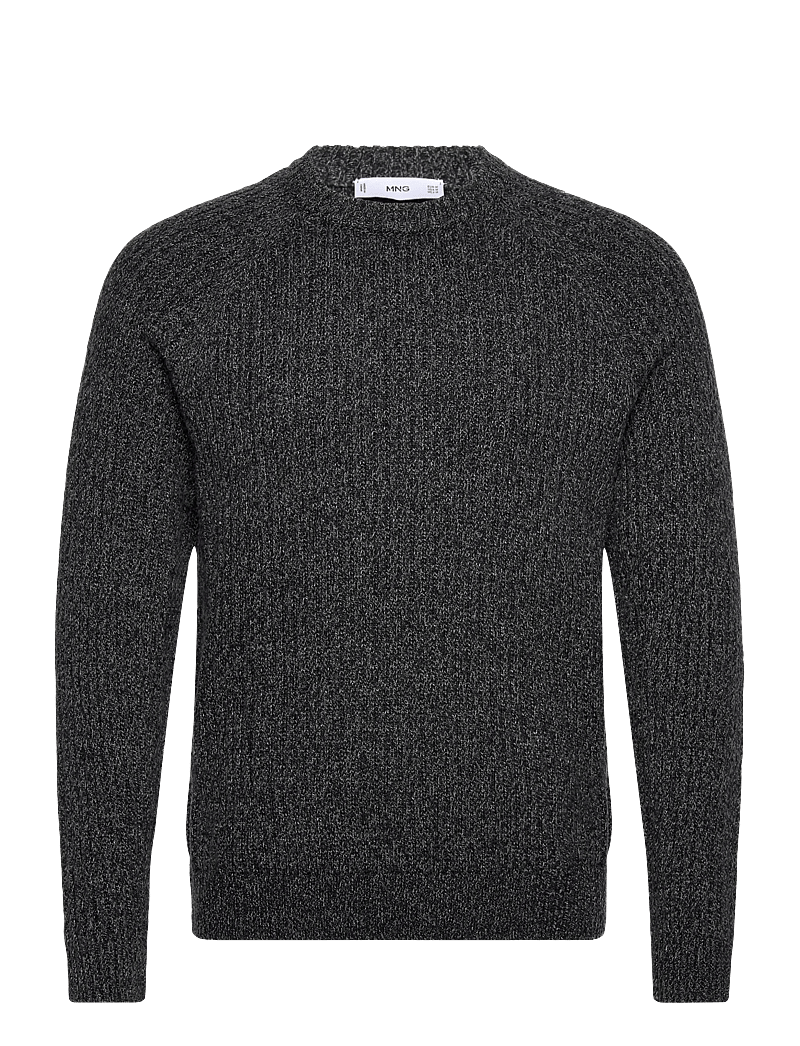Mango - Wool-blend rib-knit sweater - rund hals - dark grey - 1