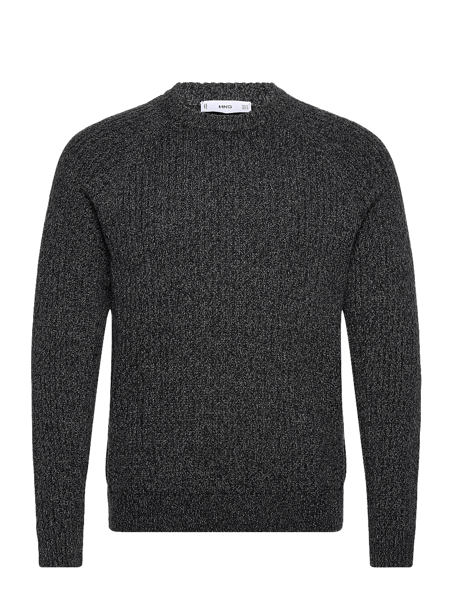 Mango - Wool-blend rib-knit sweater - rundhalsad - dark grey - 1