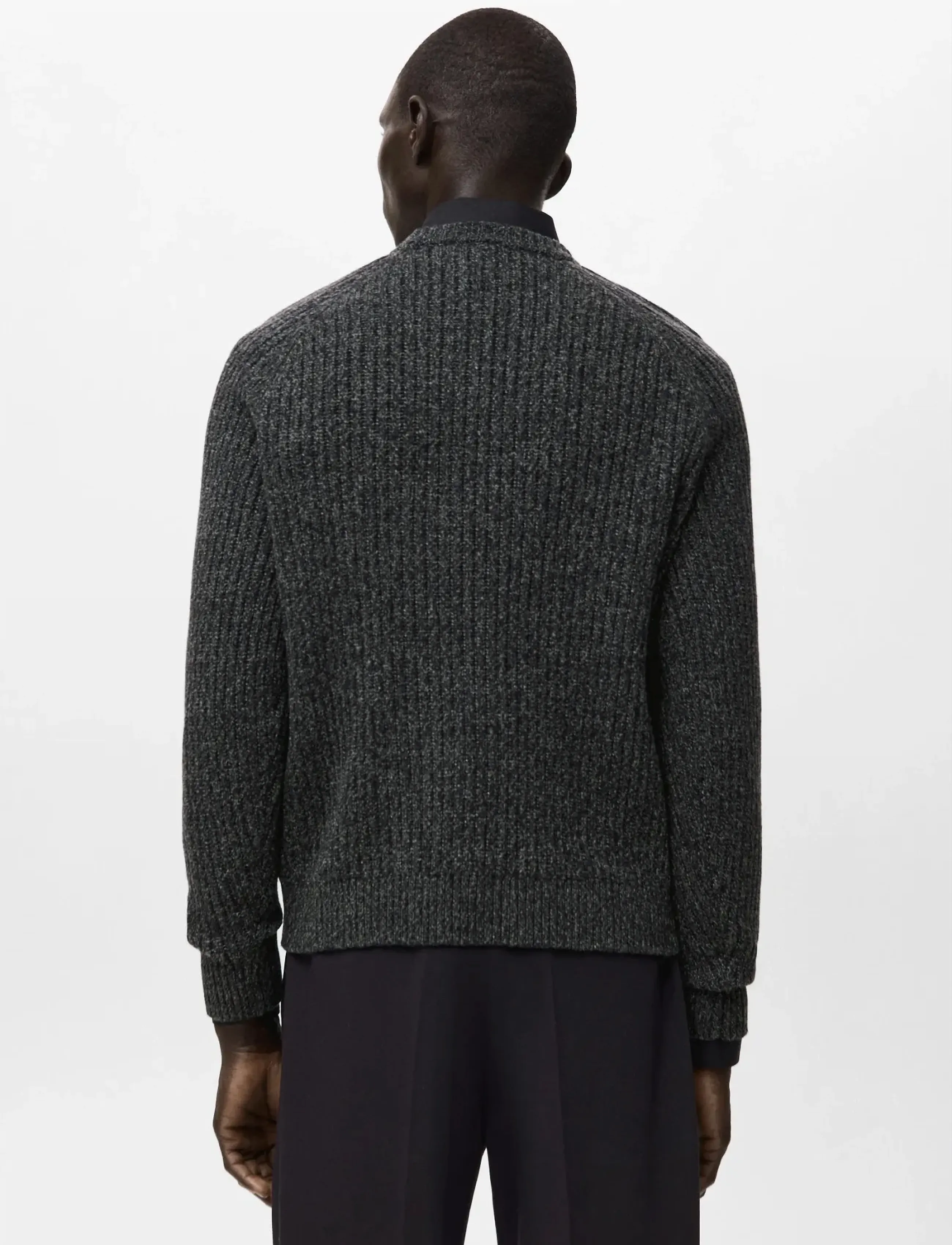 Mango - Wool-blend rib-knit sweater - basic-strickmode - dark grey - 3