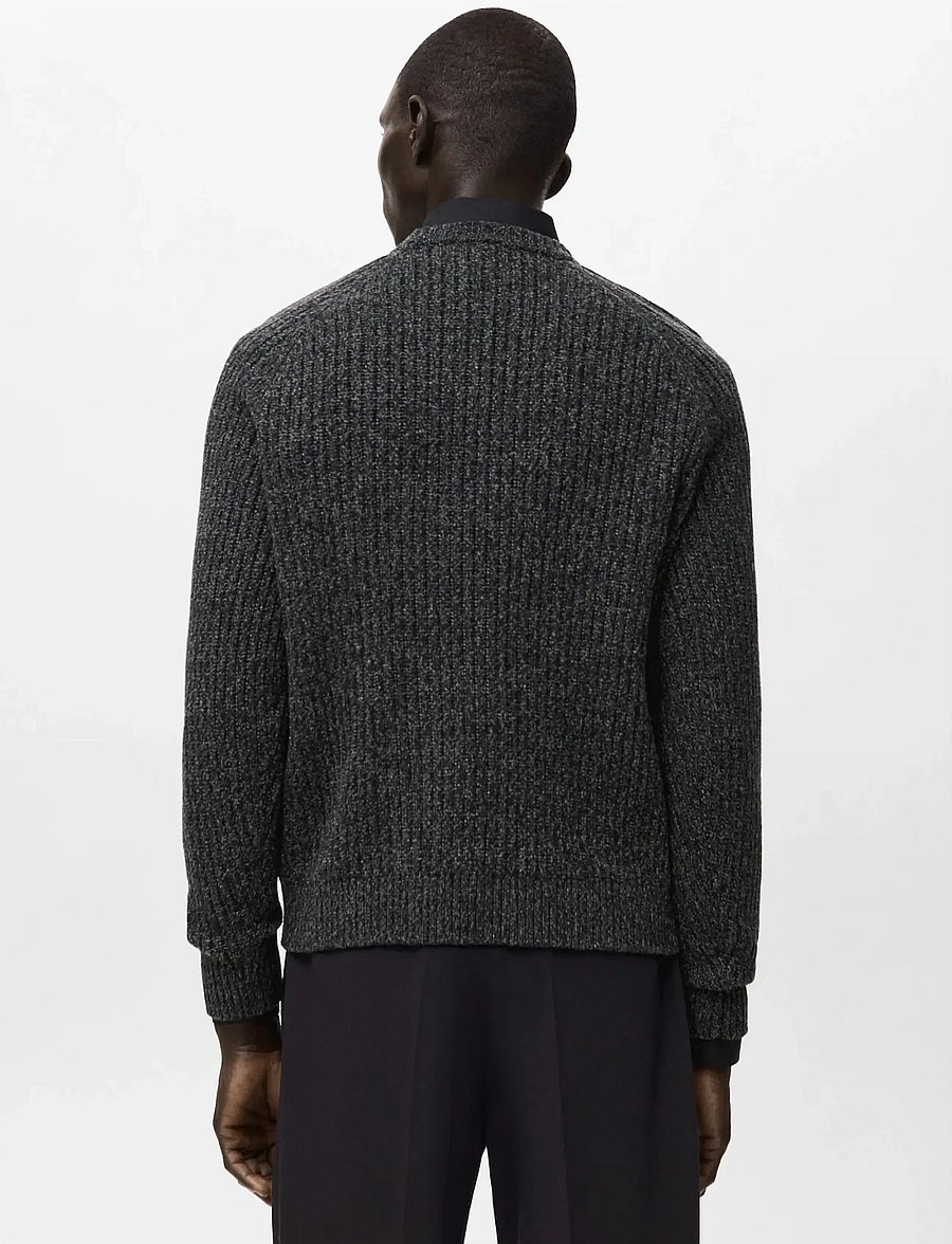 Mango - Wool-blend rib-knit sweater - rundhalsad - dark grey - 3