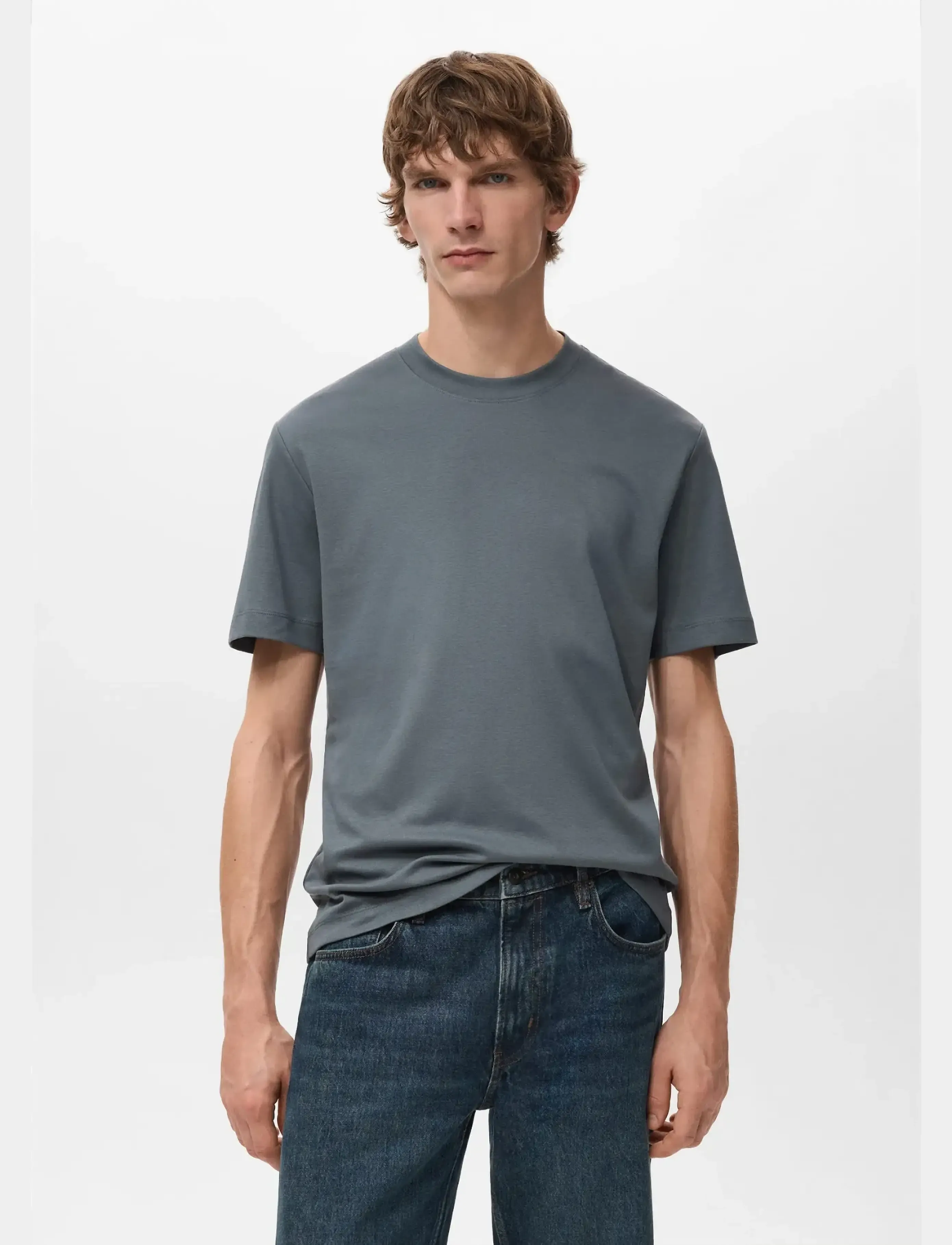 Mango Medium weight regular fit T-shirt - Mango - DARK BLUE / grey