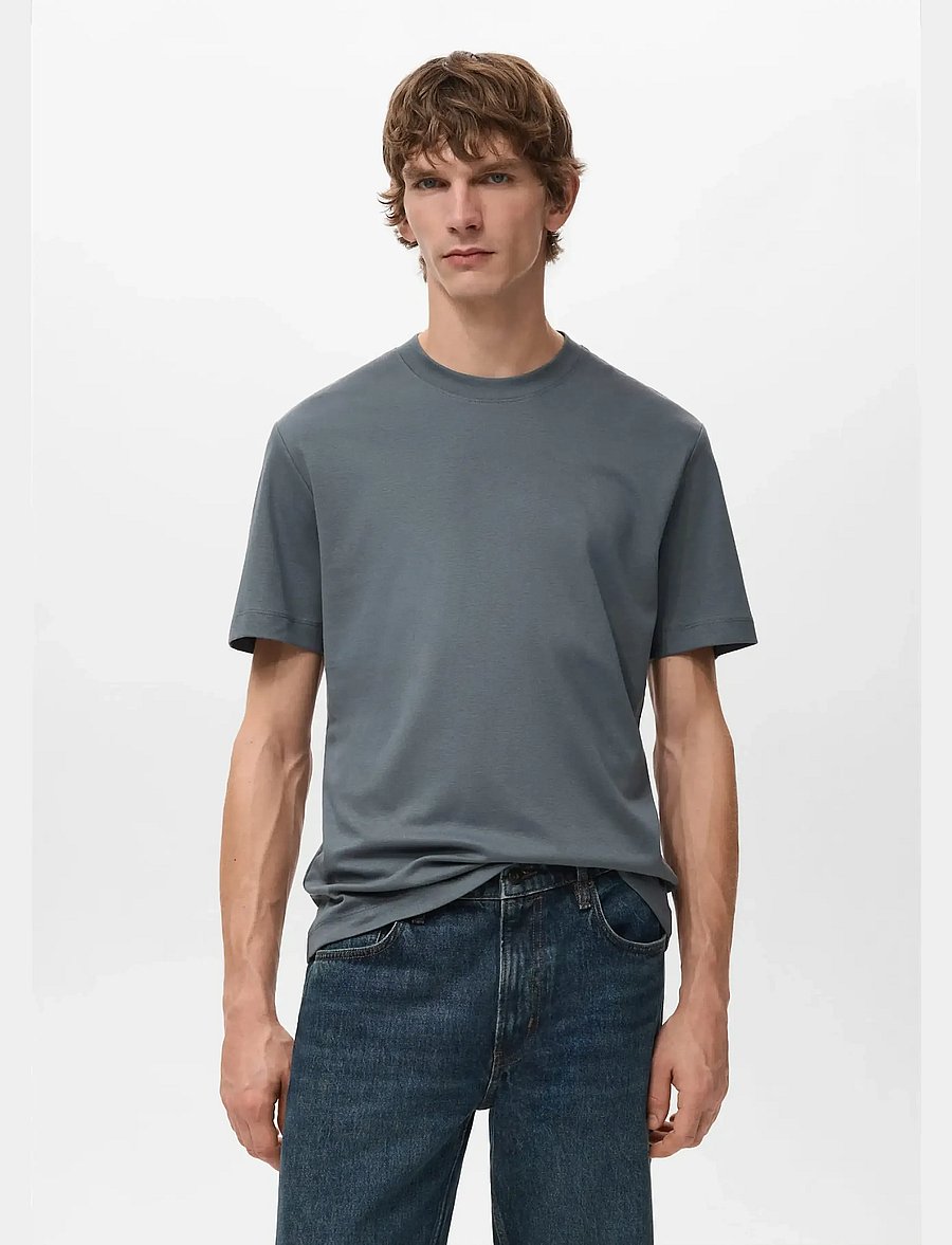 Mango - Medium weight regular fit T-shirt - kortærmede t-shirts - dark blue - 0