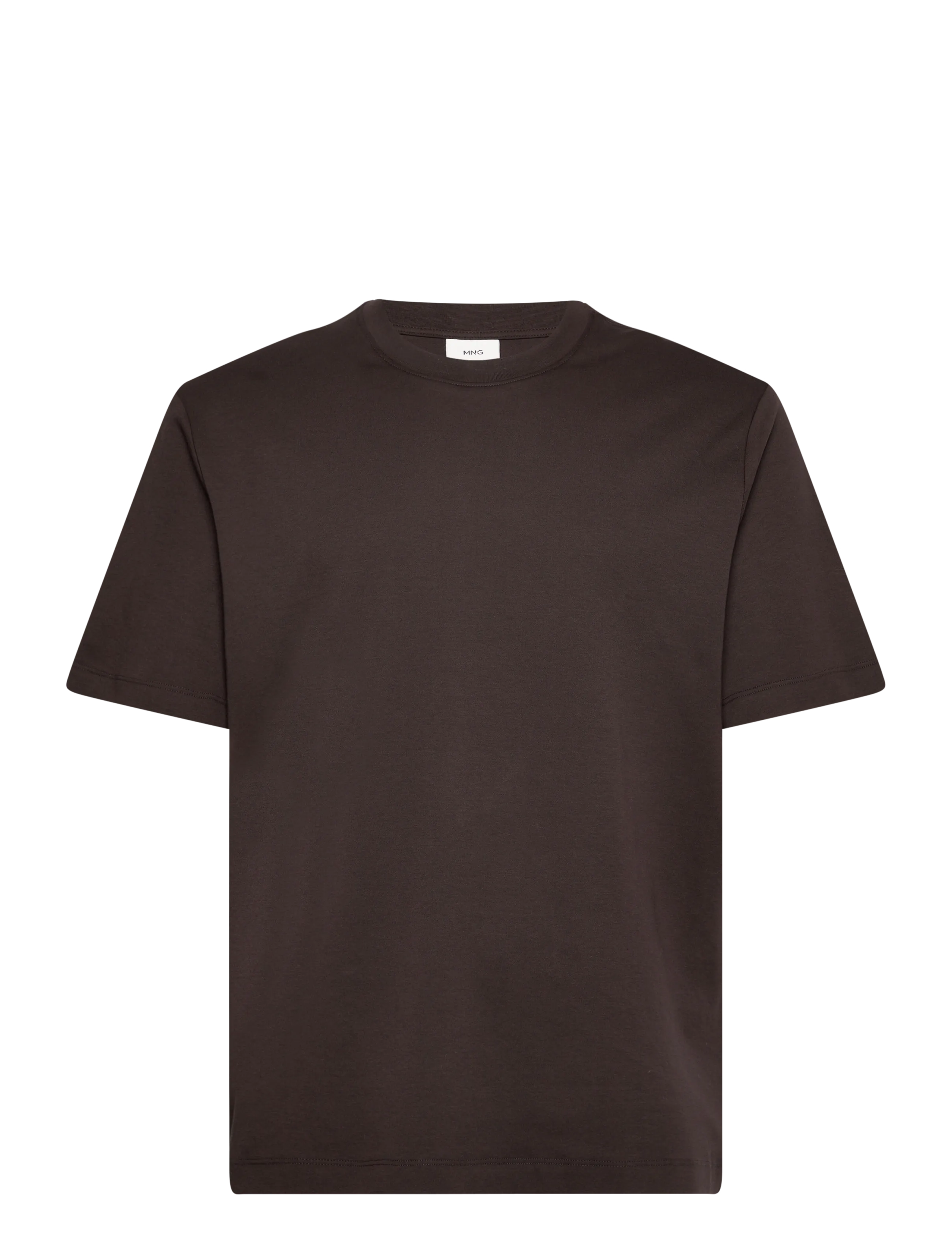 Mango Medium weight regular fit T-shirt - Riided - DARK BROWN / brown