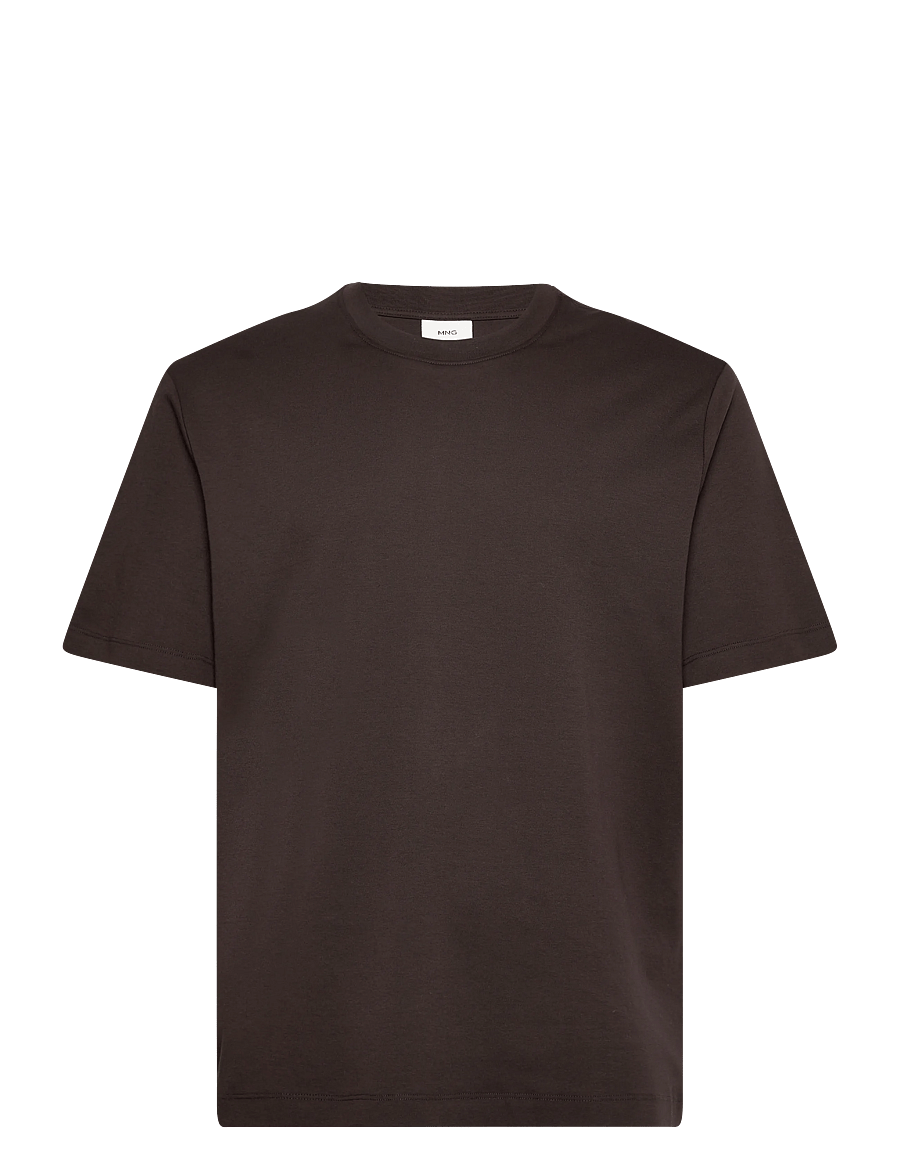 Mango - Medium weight regular fit T-shirt - kortærmede t-shirts - dark brown - 1