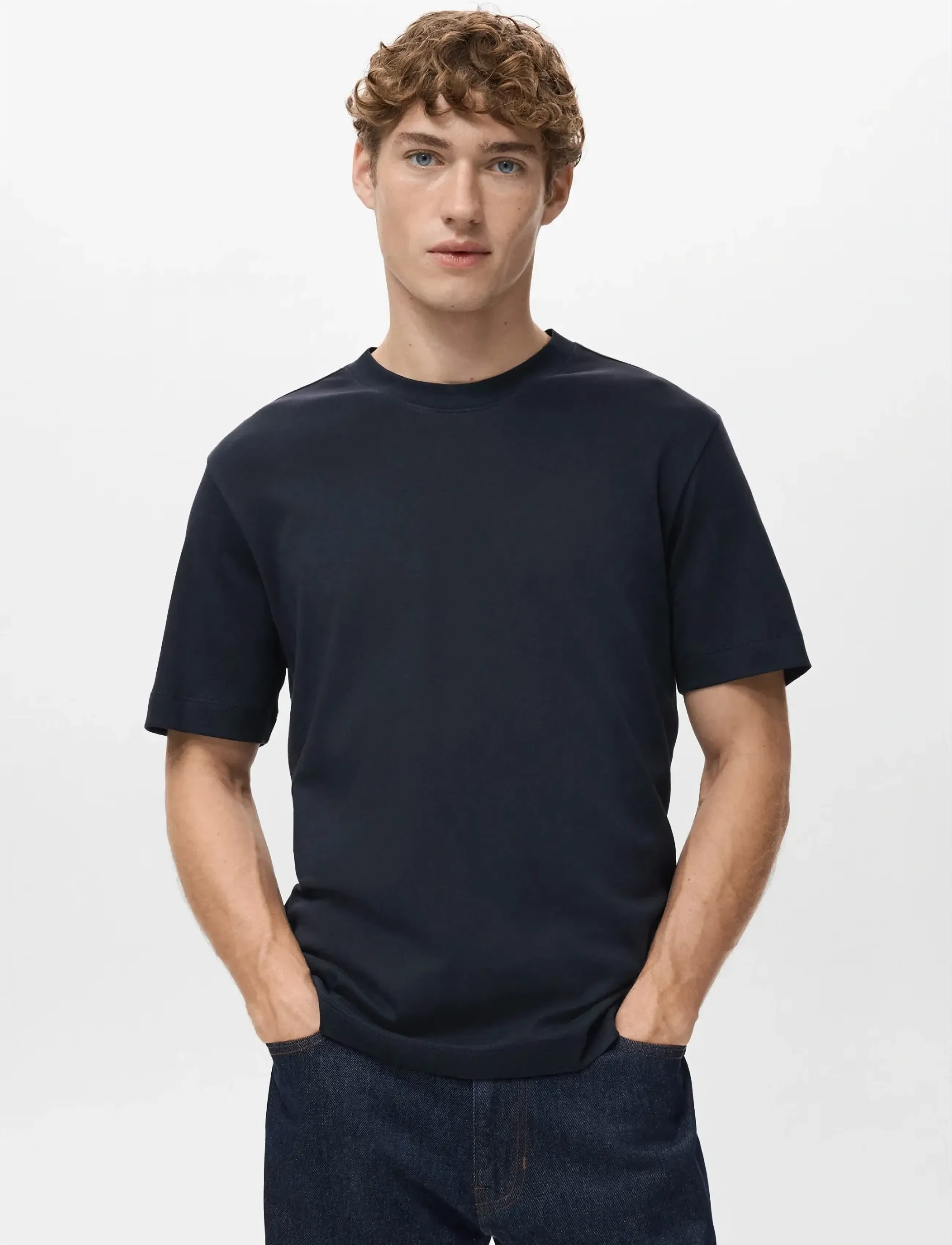 Mango Medium weight regular fit T-shirt - Mango - NAVY / navy