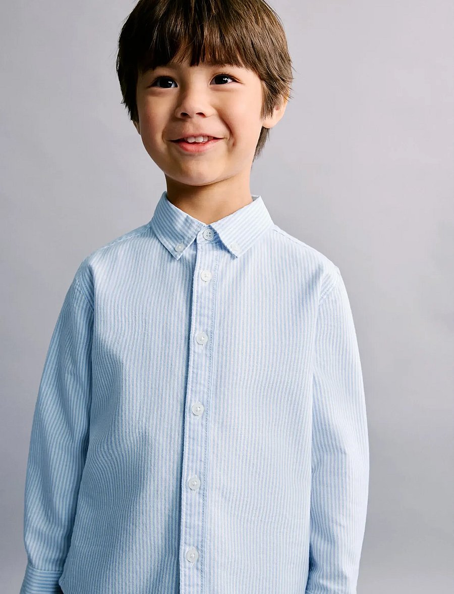 Mango - Striped Oxford shirt - langærmede skjorter - lt-pastel blue - 0