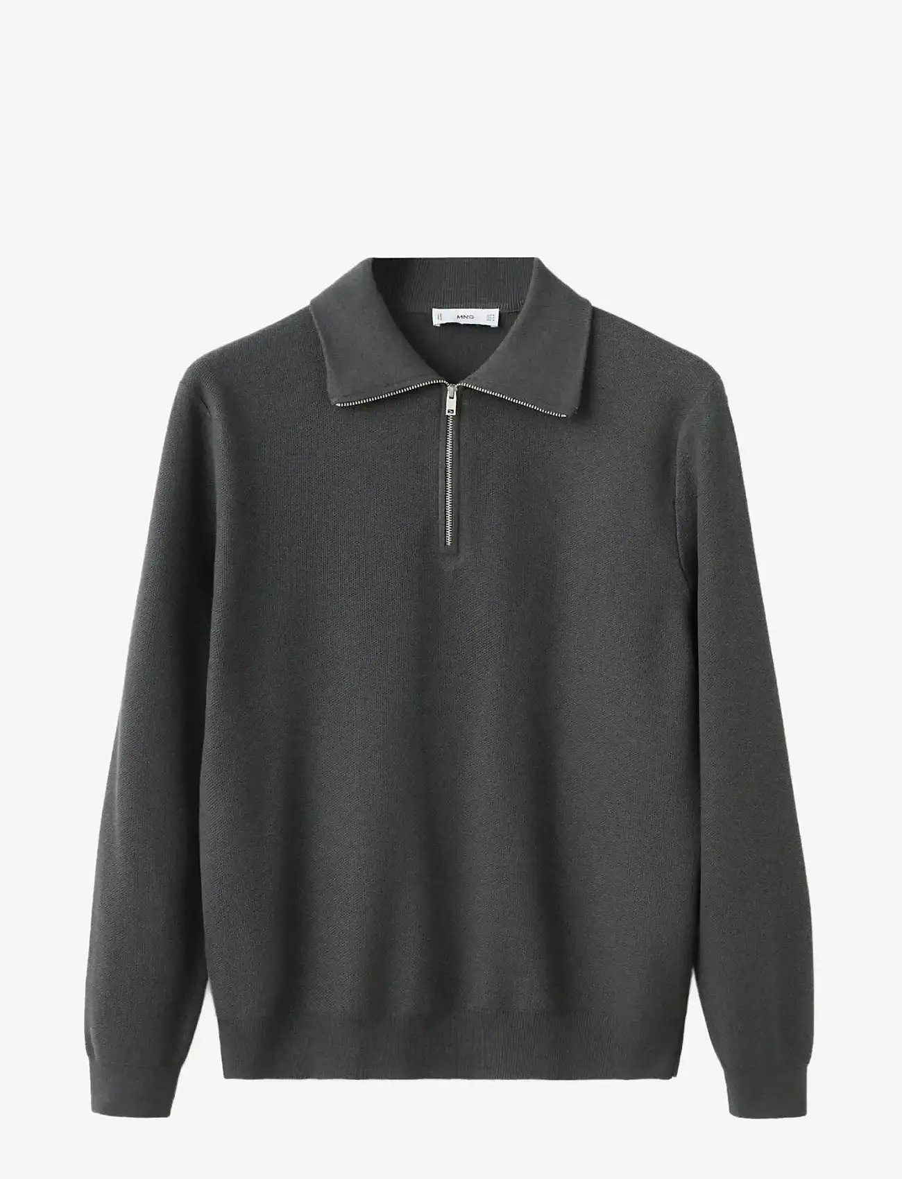 Mango - Microstructure sweater with zipper collar - efterårstøj - dark grey - 1