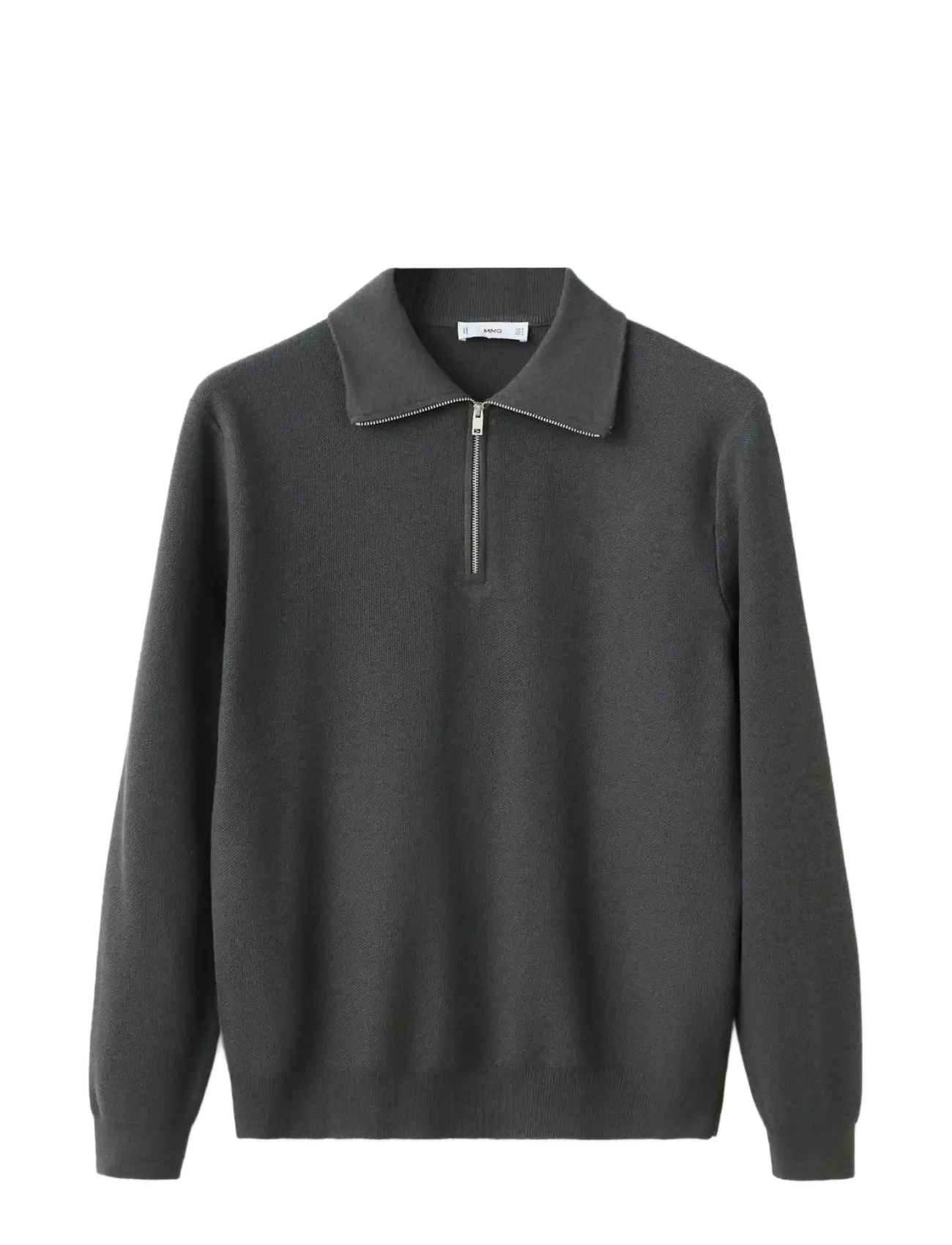 Mango Microstructure sweater with zipper collar - Strickmode - DARK GREY / grey