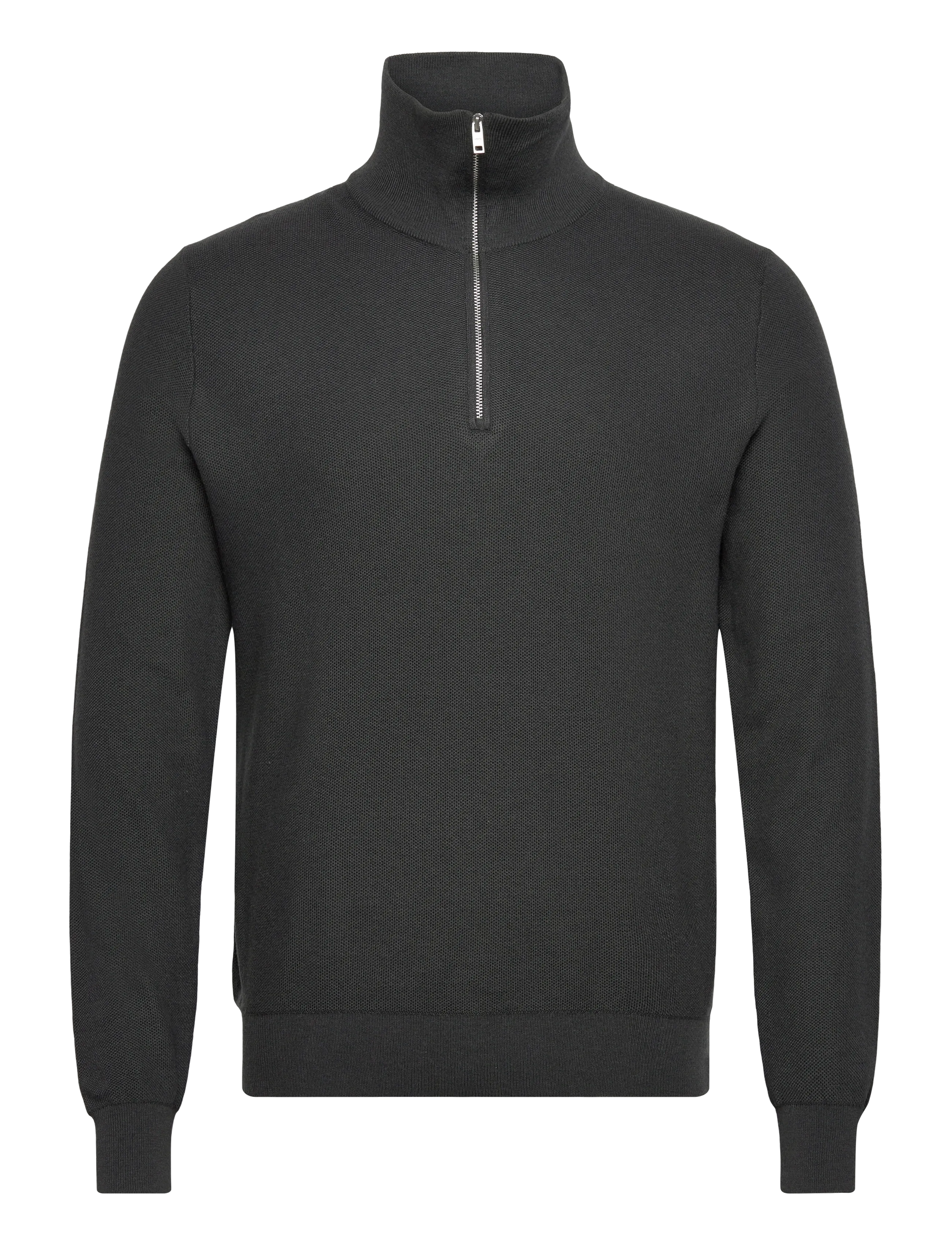 Mango Microstructure sweater with zipper collar - Mango - DARK GREY / grey
