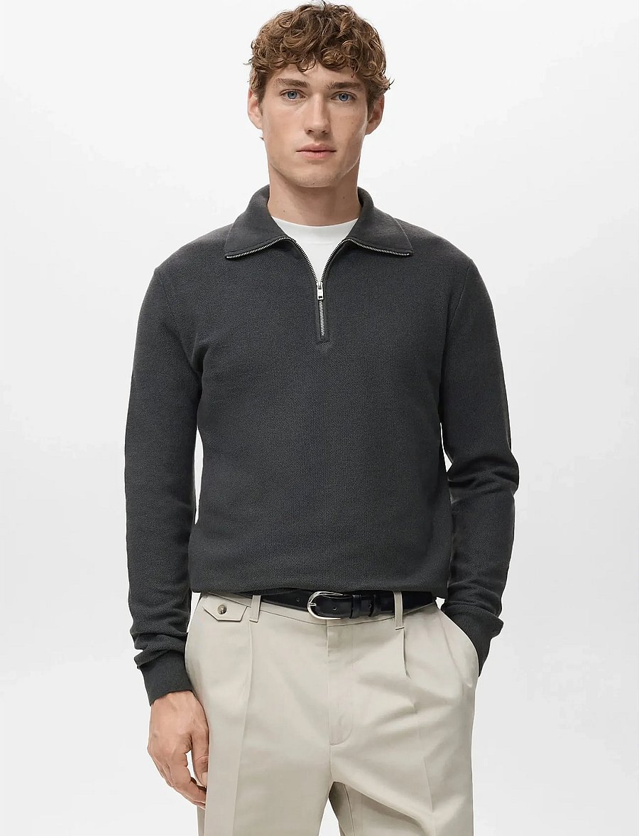 Mango - Microstructure sweater with zipper collar - half zip-tröjor - dark grey - 0