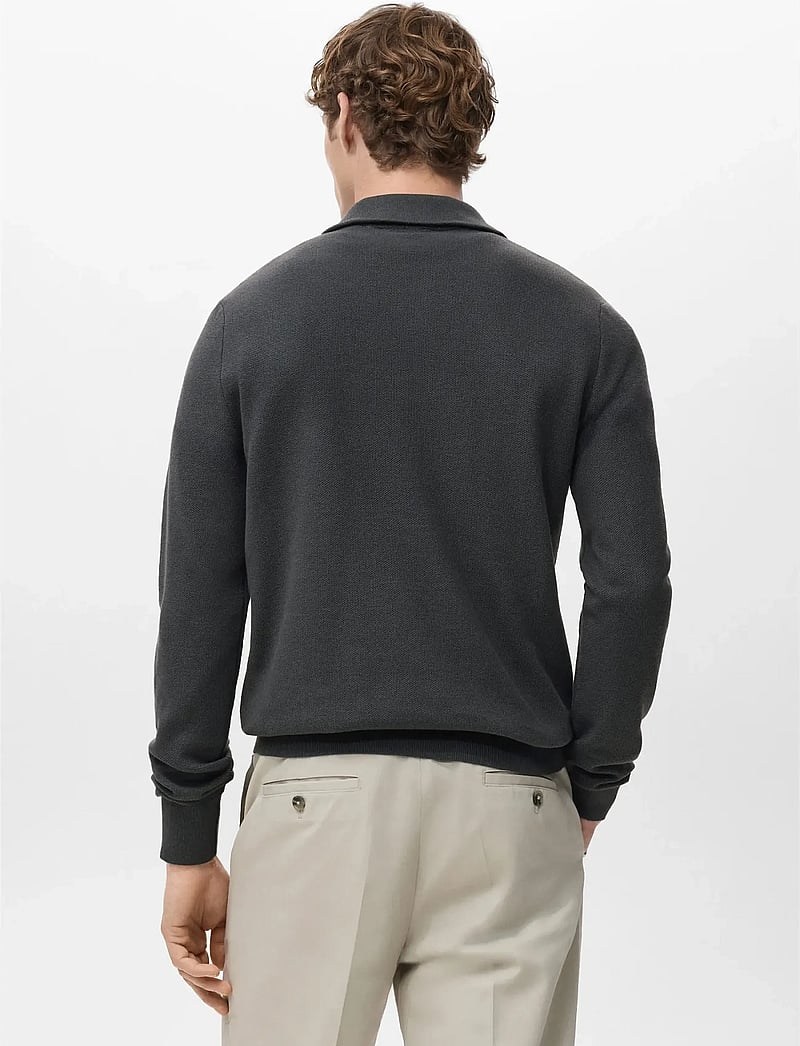 Mango - Microstructure sweater with zipper collar - halfzip strik - dark grey - 3