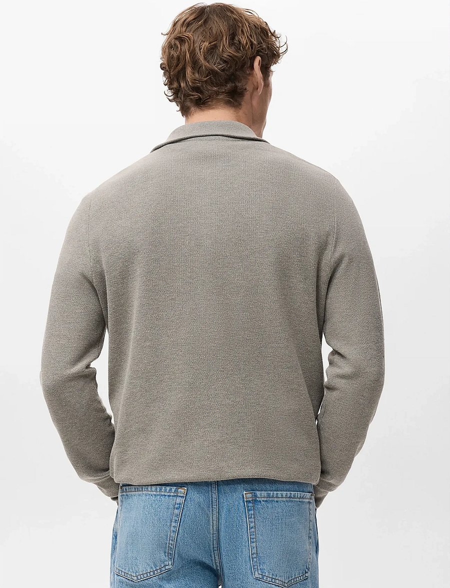 Mango - Microstructure sweater with zipper collar - halfzip strik - medium grey - 3