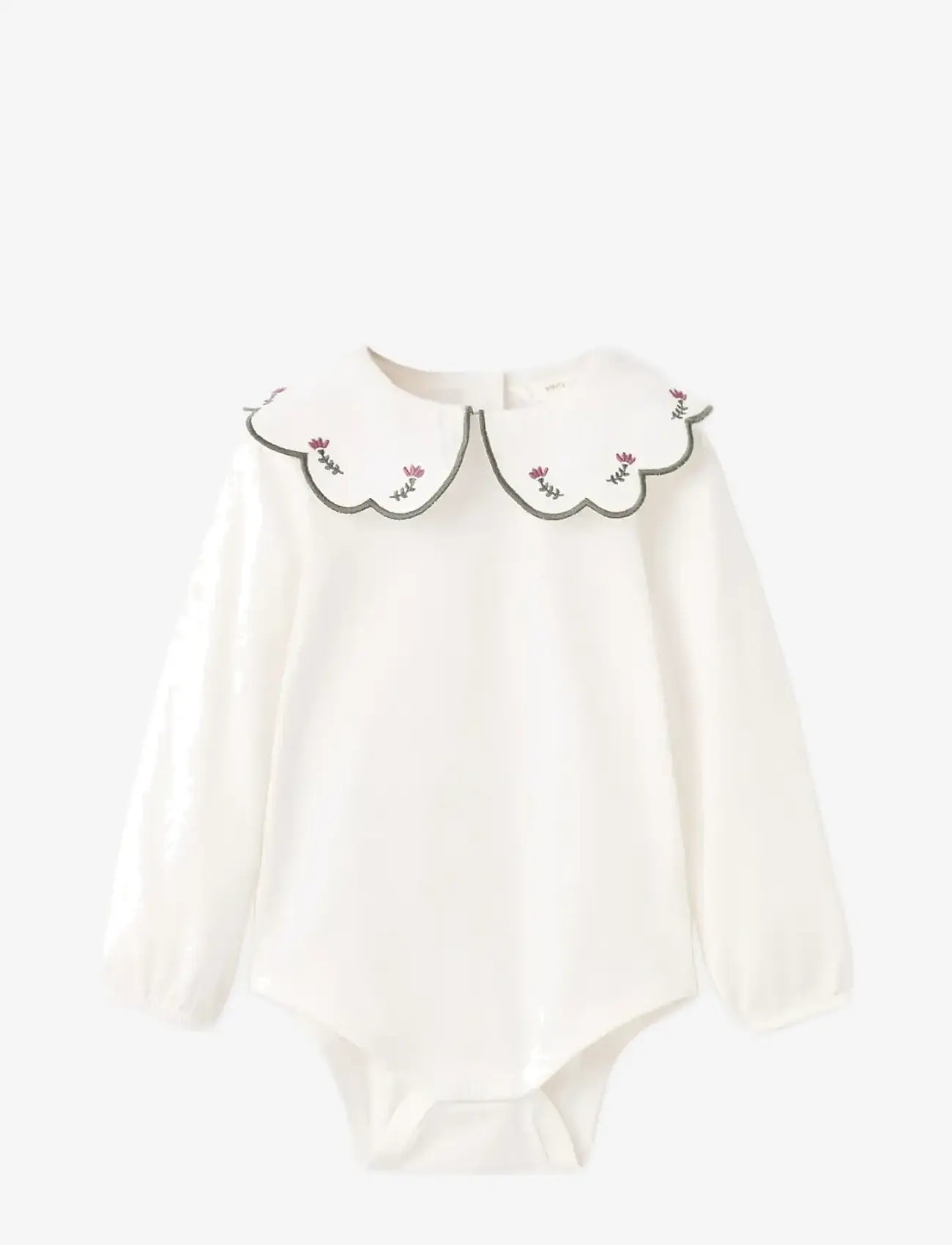 Mango - Embroidered babydoll-neck body - langærmede bodyer - natural white - 0