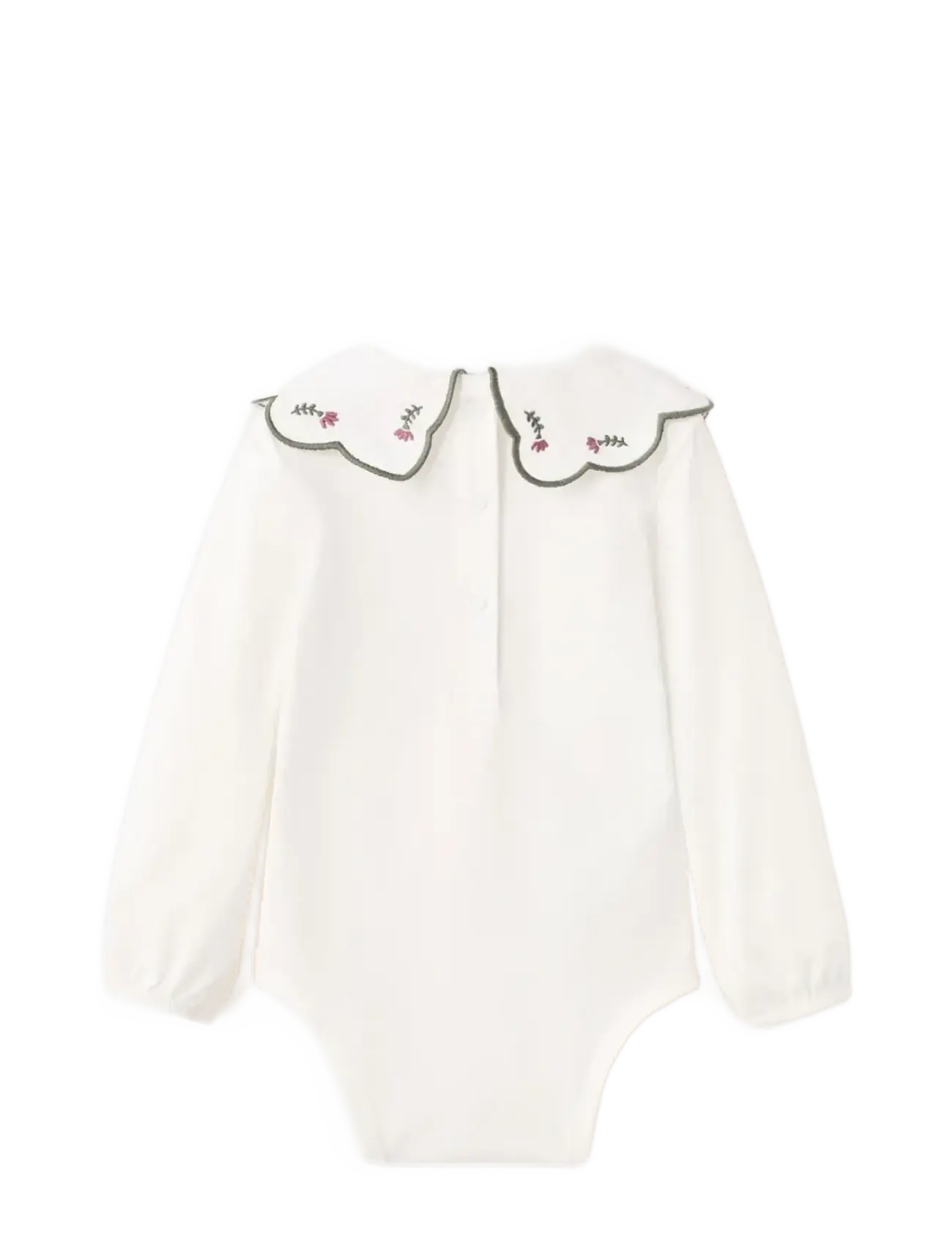 Mango - Embroidered babydoll-neck body - långärmade bodies - natural white - 1