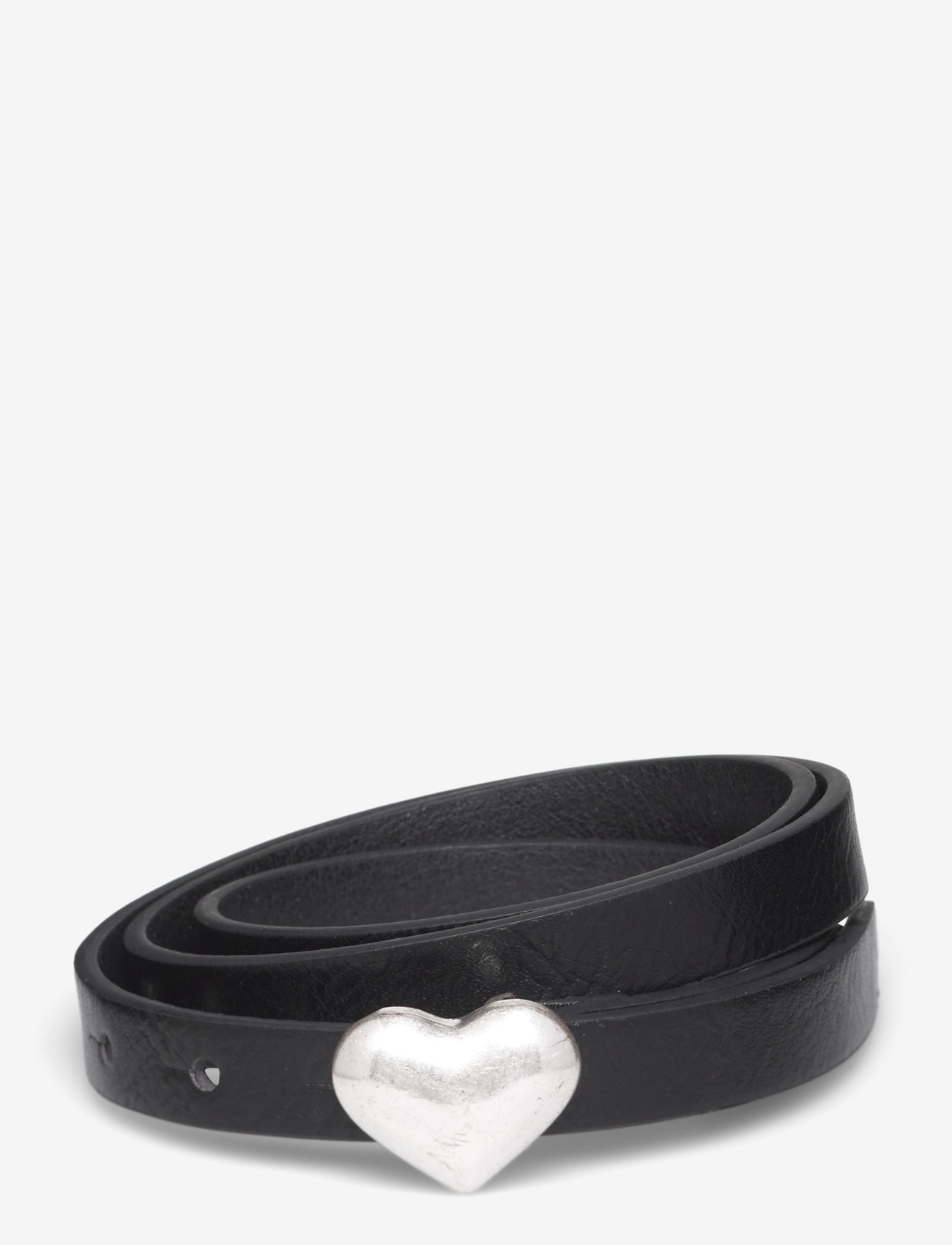 Mango - Heart skinny belt - bælter - black - 0