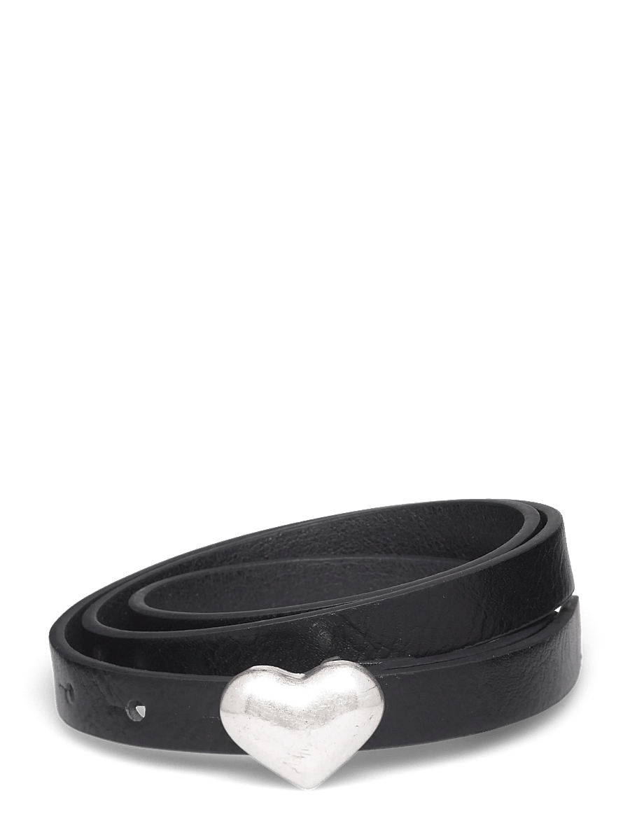 Mango - Heart skinny belt - bælter - black - 0