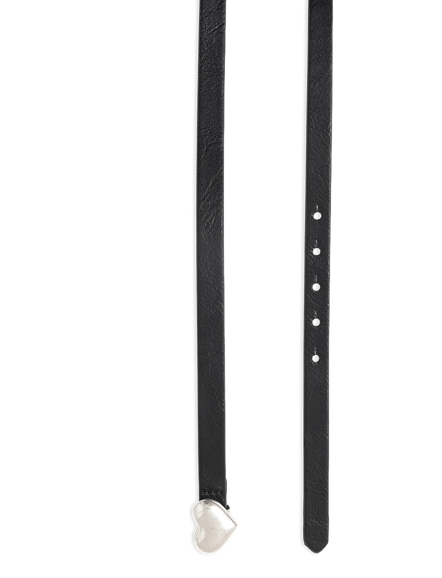 Mango - Heart skinny belt - bælter - black - 1