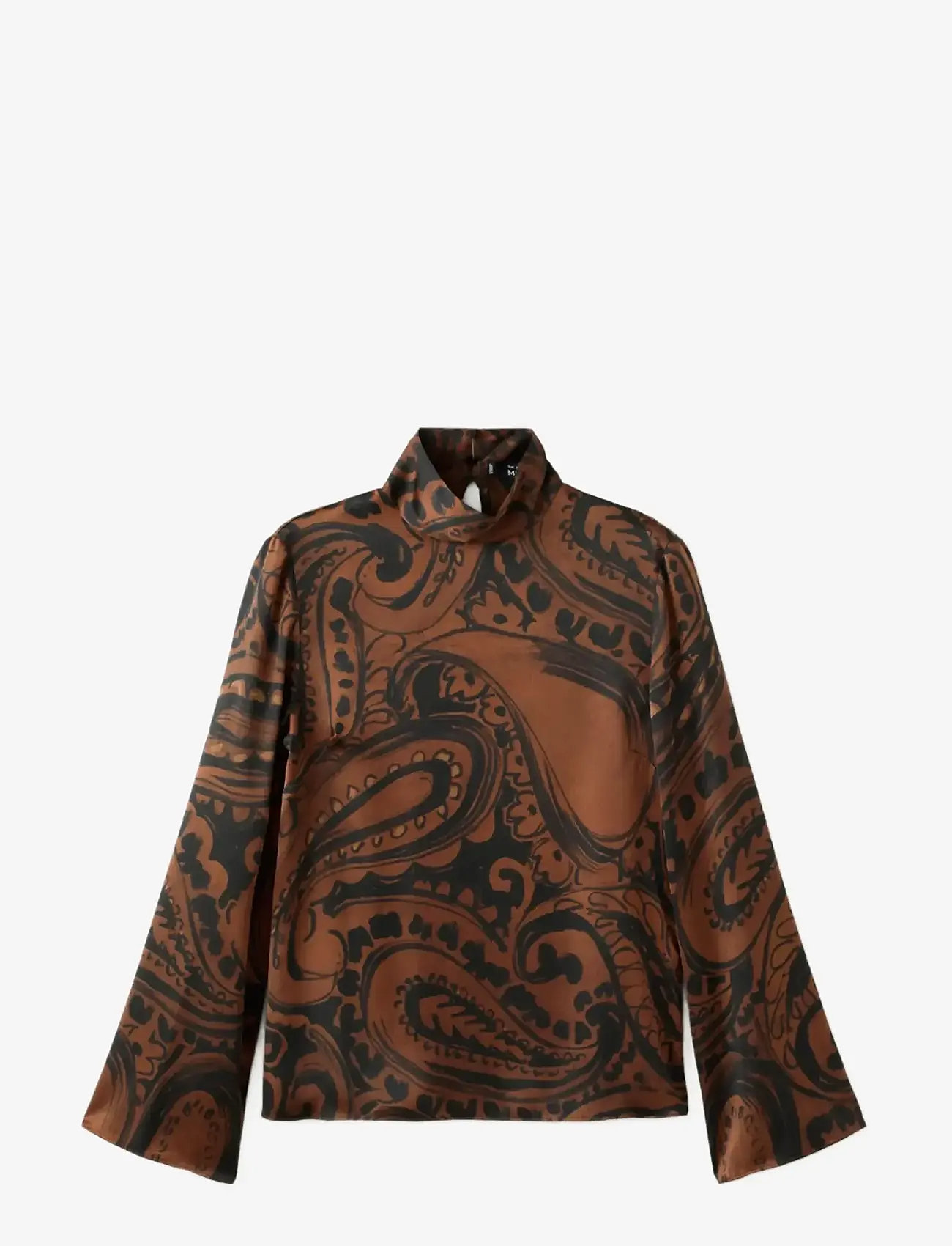 Mango - Paisley-print satin blouse - långärmade blusar - medium orange - 1