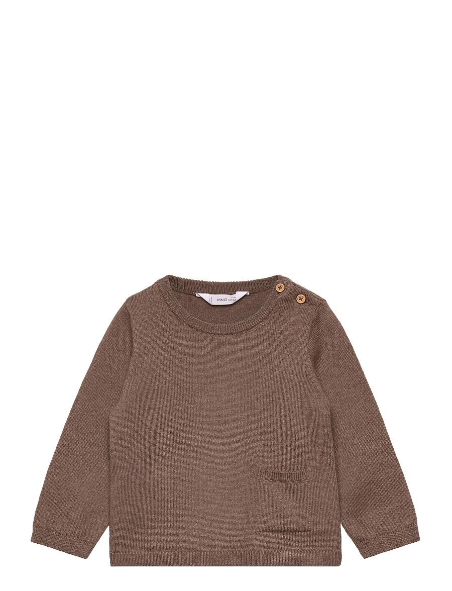 Mango - Knit pocket sweater - stickade tröjor - medium brown - 0