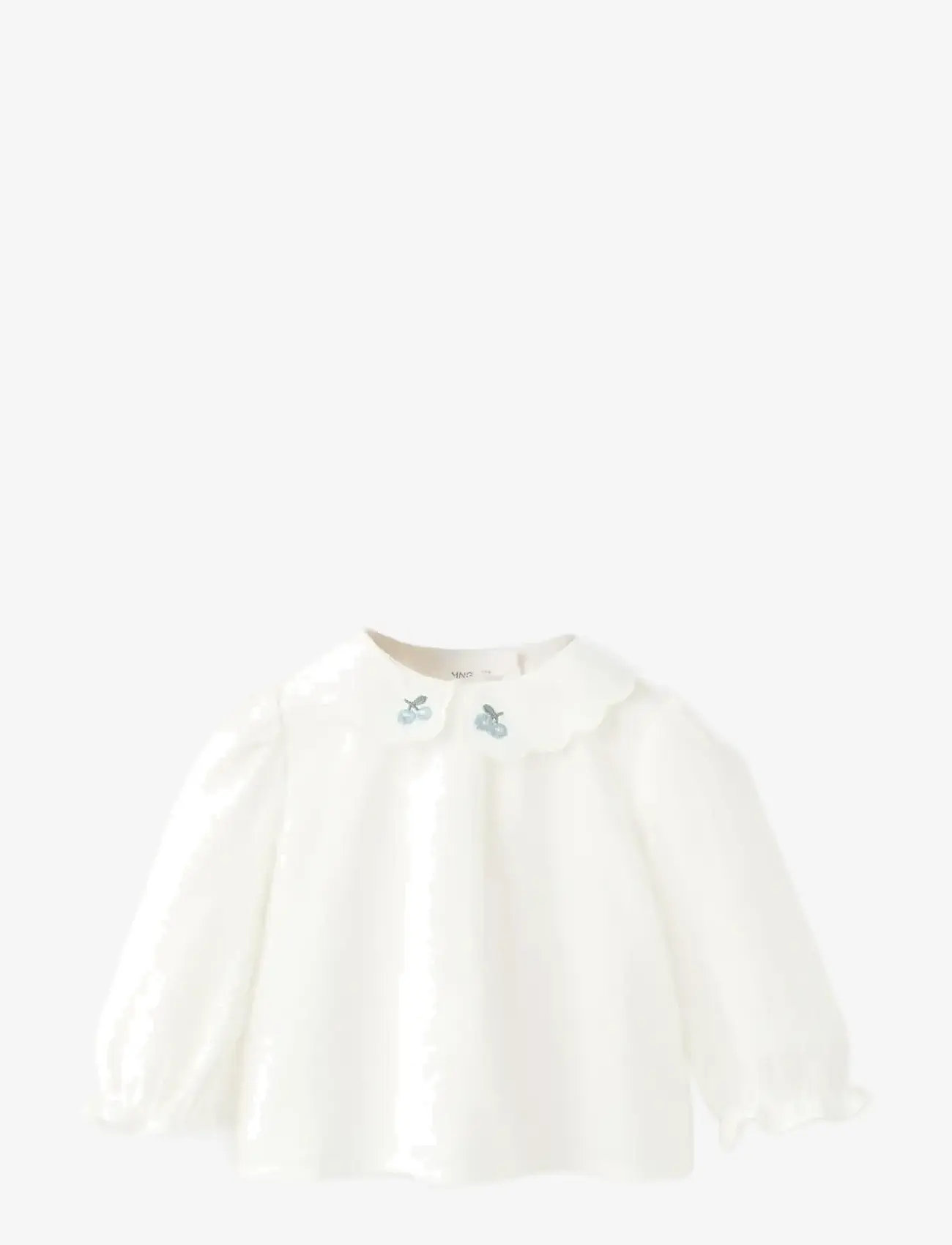 Mango - Embroidered blouse with scalloped details - natural white - 0