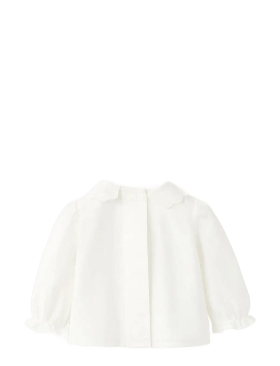 Mango - Embroidered blouse with scalloped details - bluser & tunikaer - natural white - 1